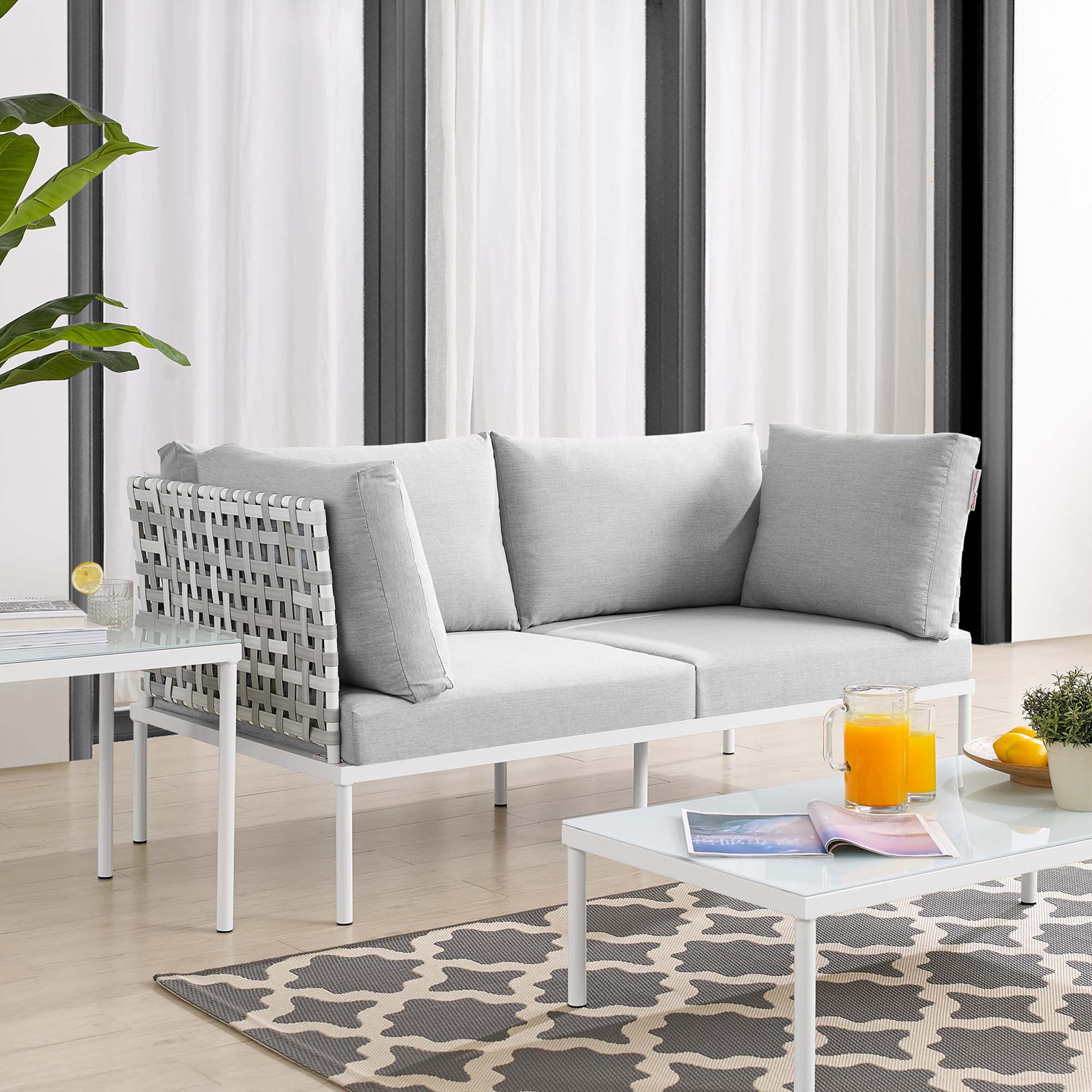Harmony Sunbrella® Basket Weave Outdoor Patio Aluminum Loveseat by Modway