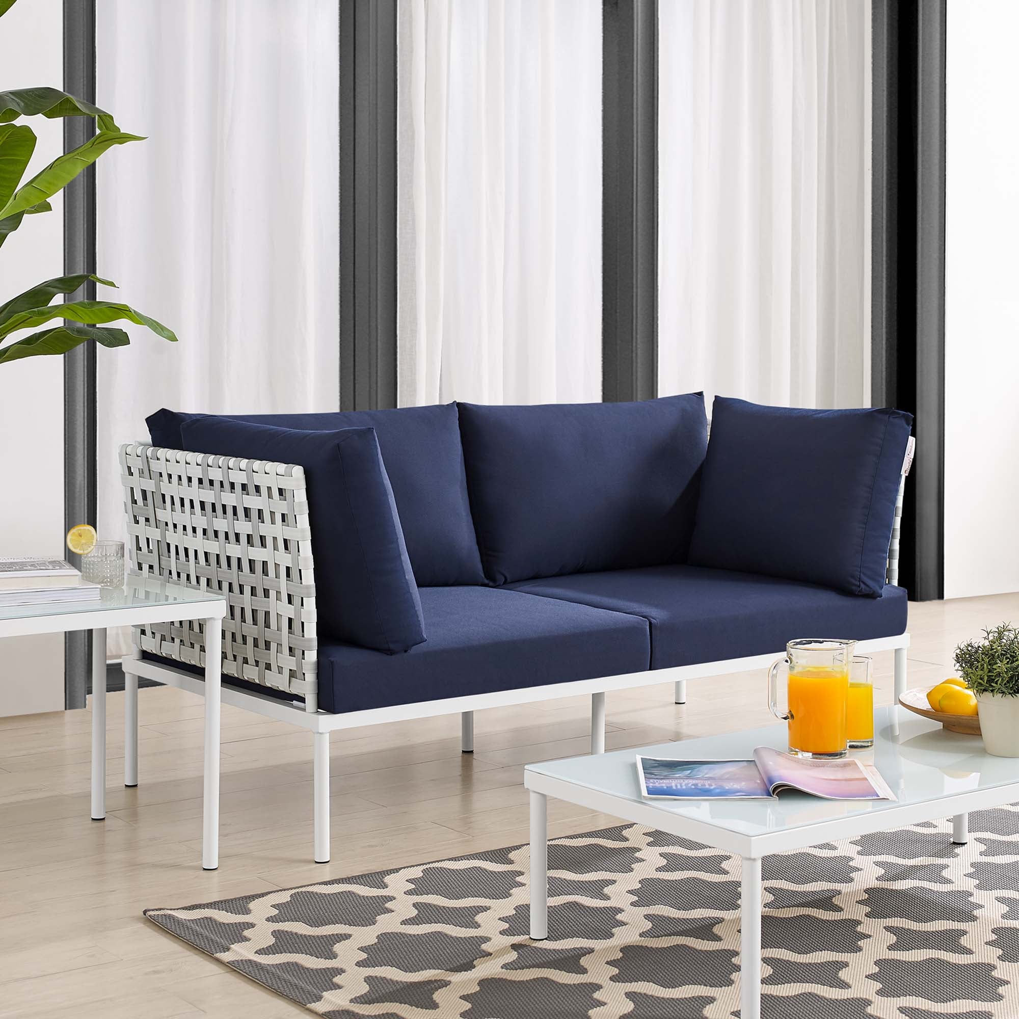 Harmony Sunbrella® Basket Weave Outdoor Patio Aluminum Loveseat by Modway