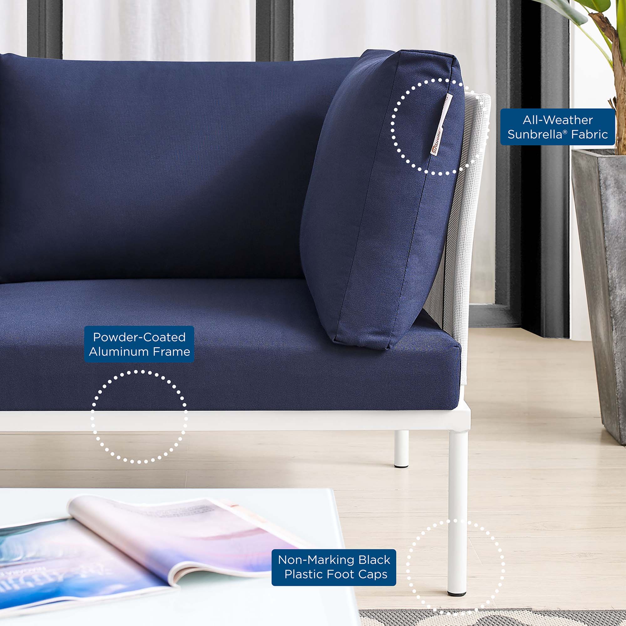 Harmony Sunbrella® Outdoor Patio Aluminum Sofa by Modway