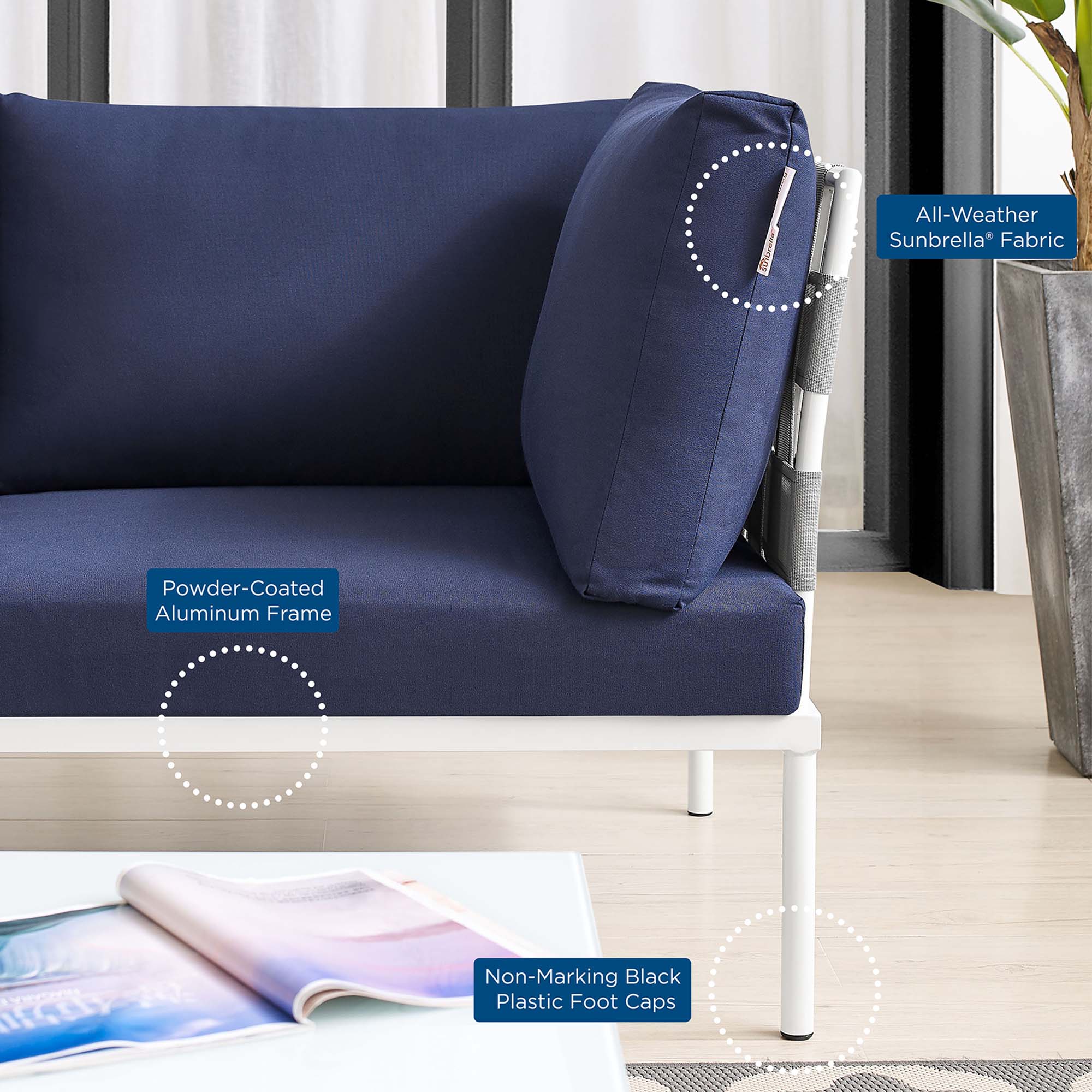 Harmony Sunbrella® Outdoor Patio Aluminum Sofa by Modway