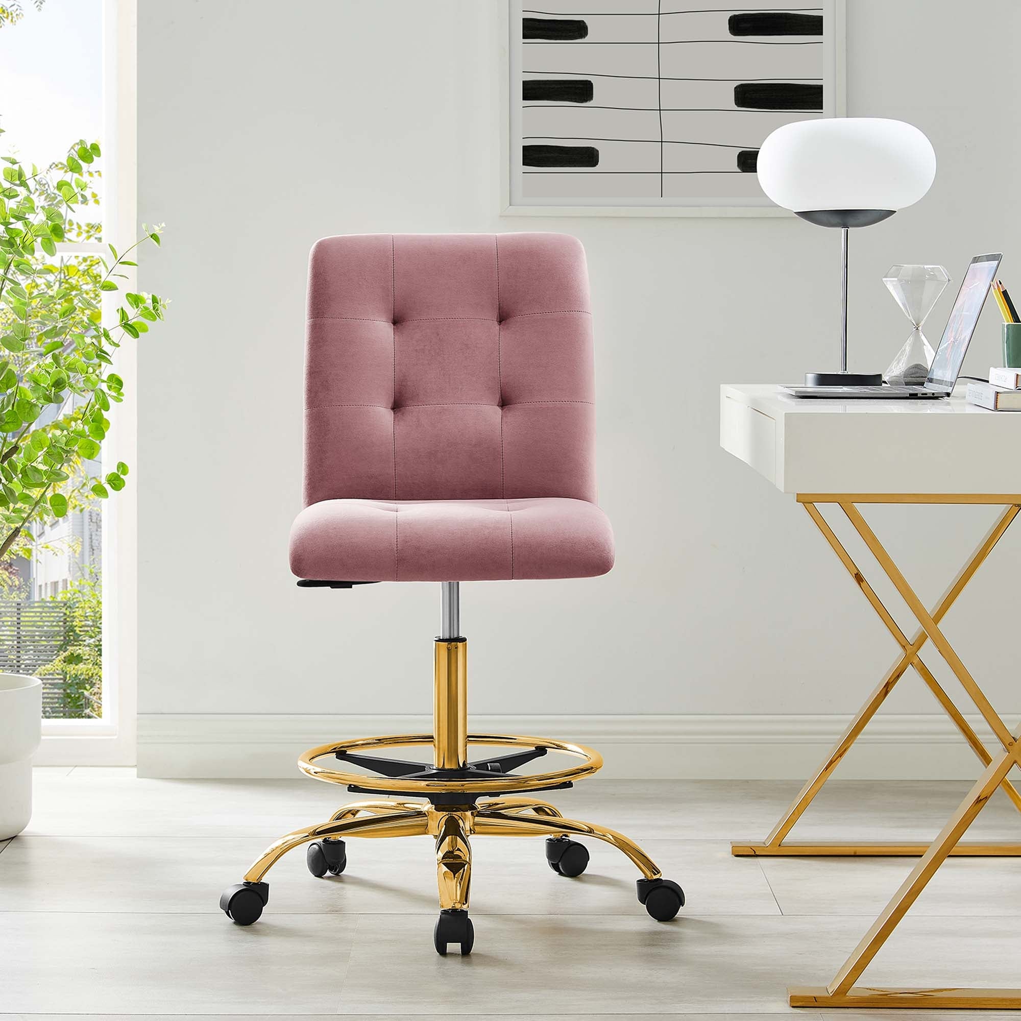 Prim Armless Performance Velvet Drafting Chair by Modway