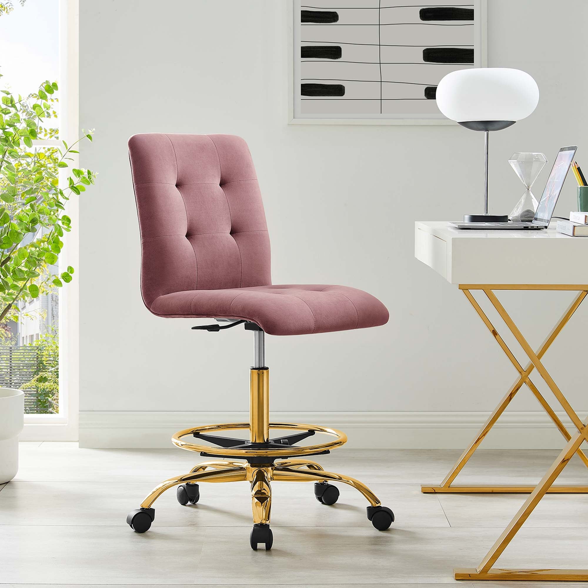 Prim Armless Performance Velvet Drafting Chair by Modway