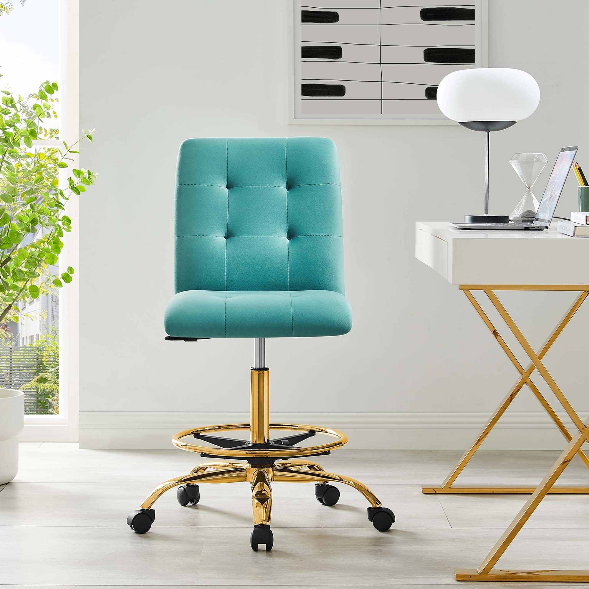 Prim Armless Performance Velvet Drafting Chair by Modway