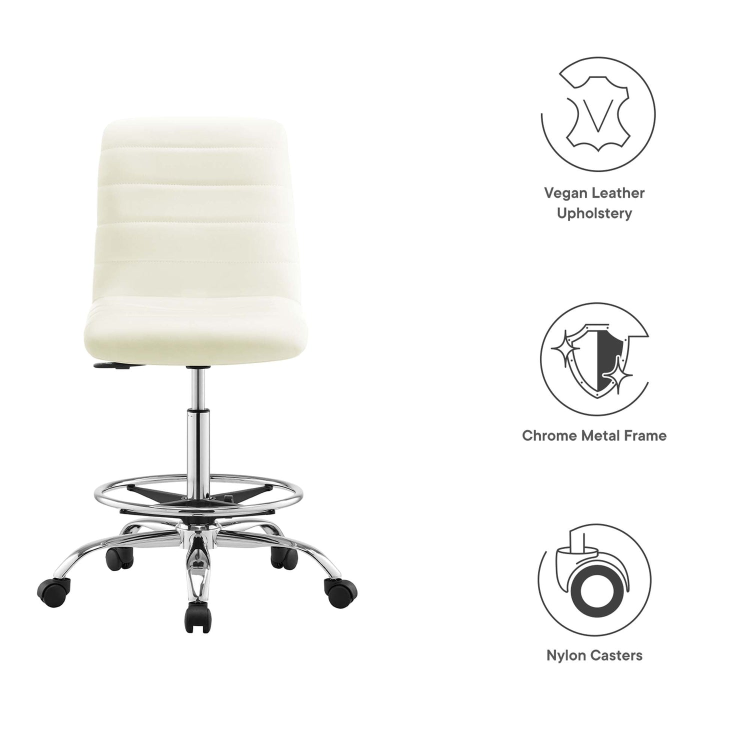 Ripple Armless Vegan Leather Drafting Chair by Modway
