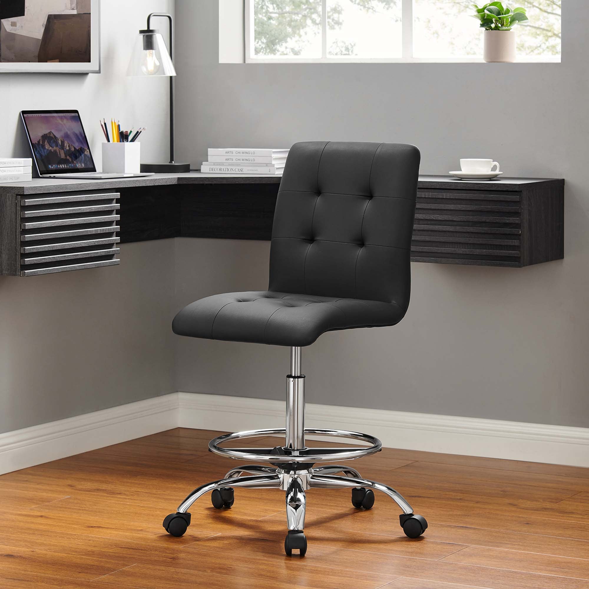 Prim Armless Vegan Leather Drafting Chair by Modway