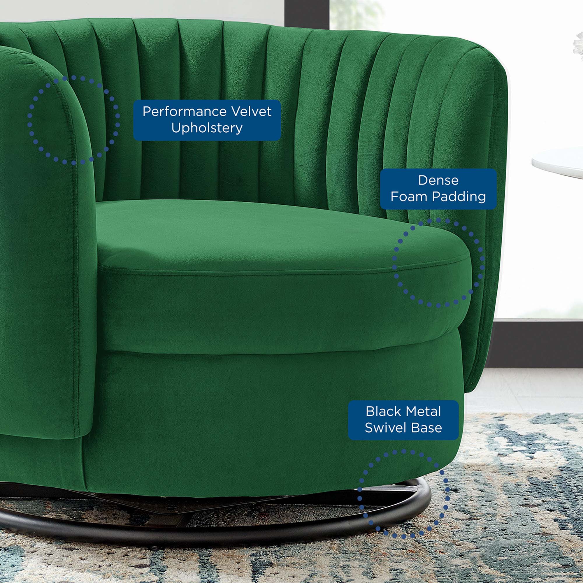 Embrace Tufted Performance Velvet Performance Velvet Swivel Chair by Modway