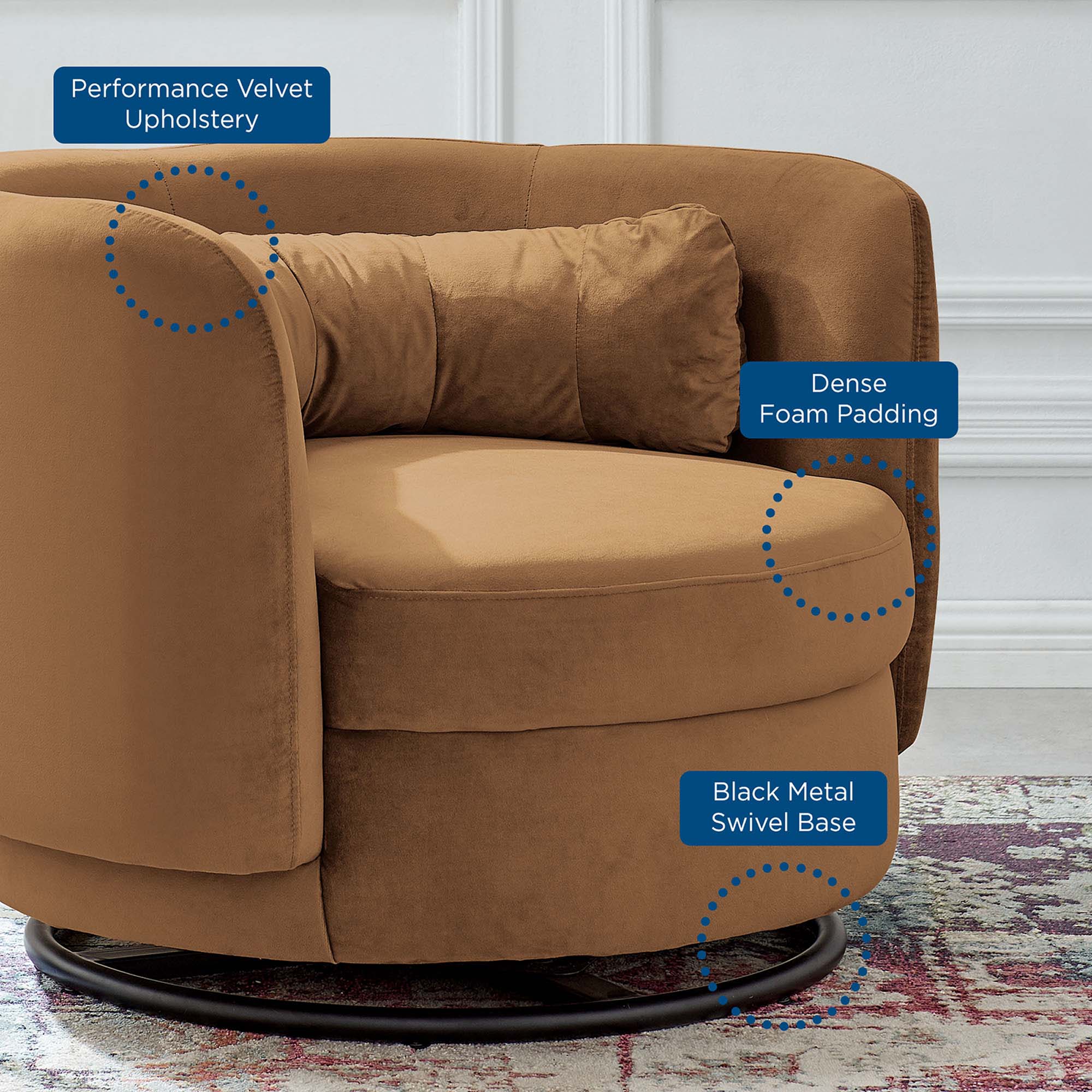 Relish Performance Velvet Performance Velvet Swivel Chair by Modway
