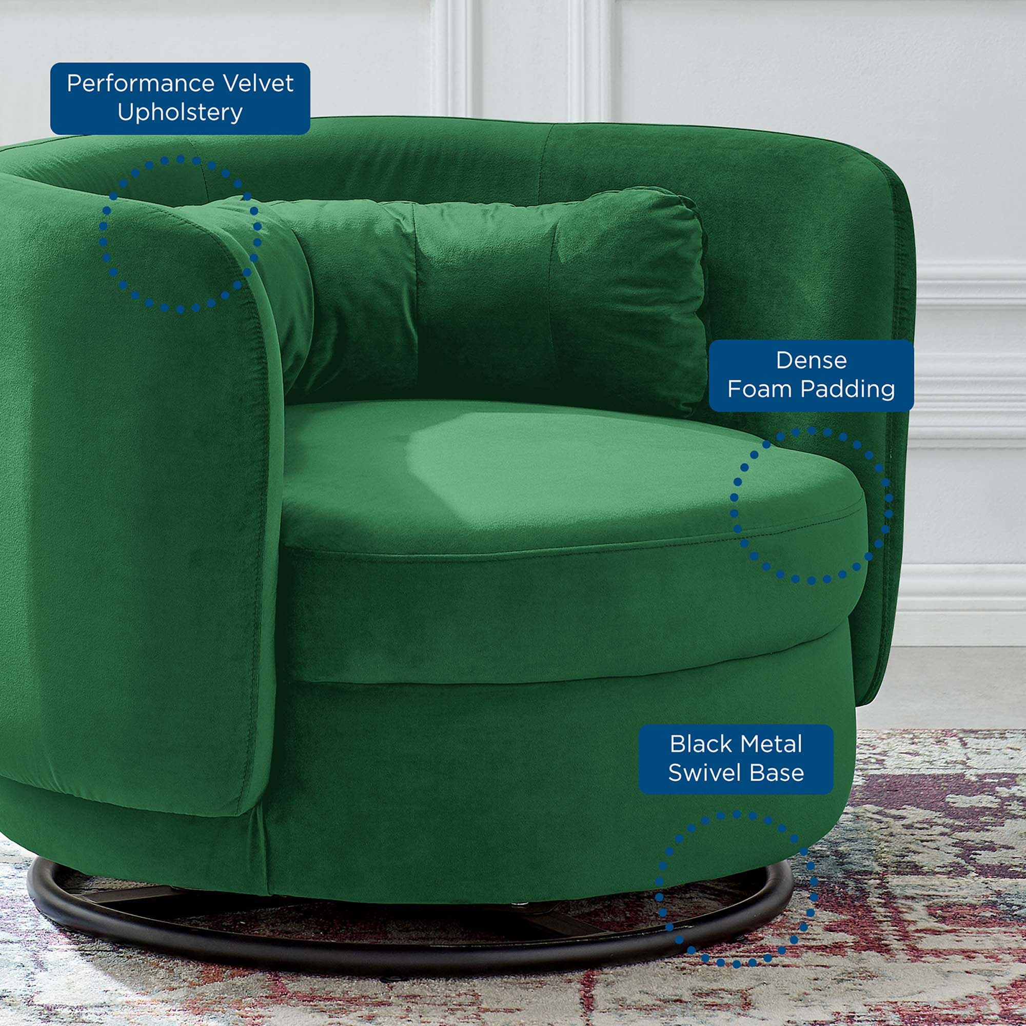 Relish Performance Velvet Performance Velvet Swivel Chair by Modway