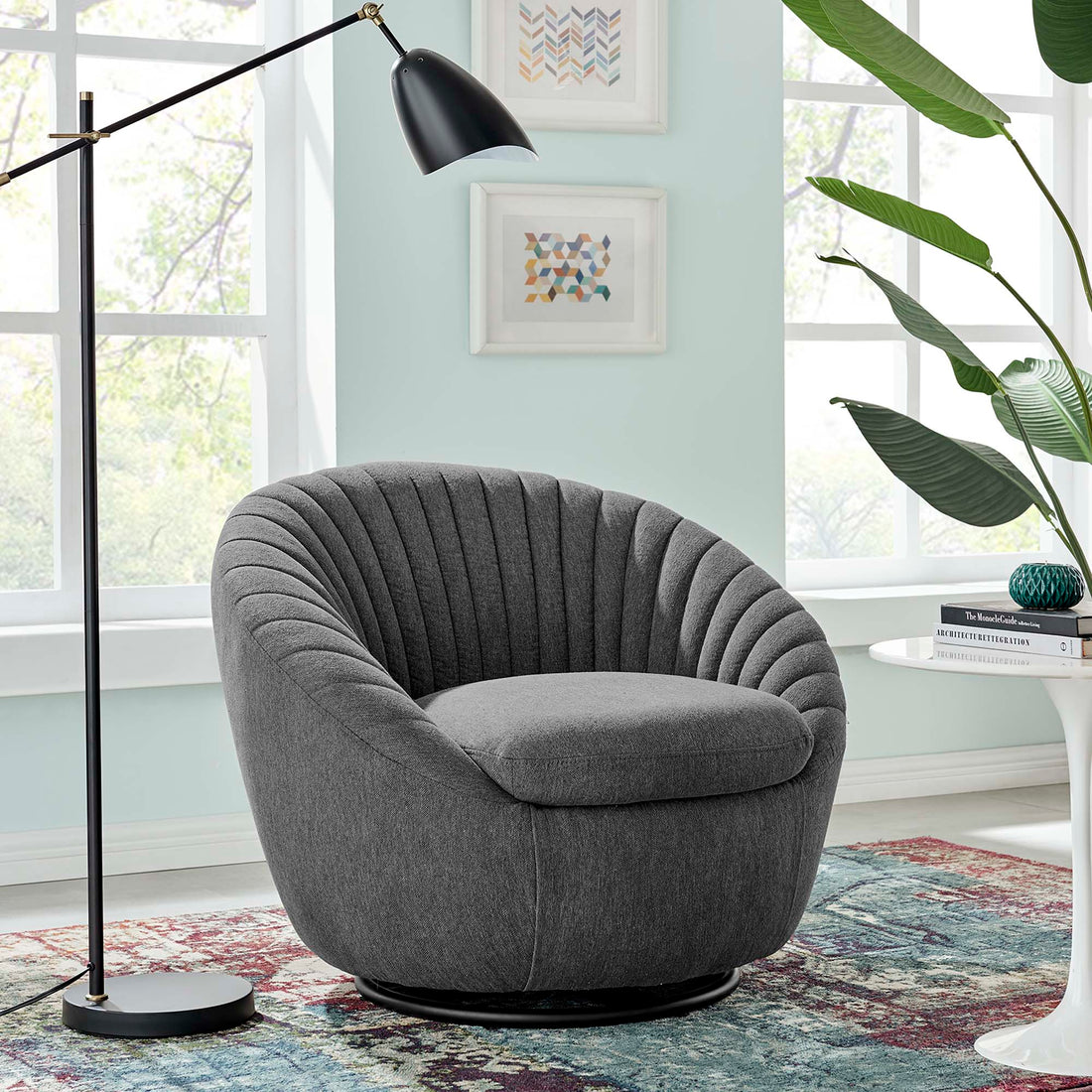 Whirr Tufted Fabric Swivel Chair by Modway