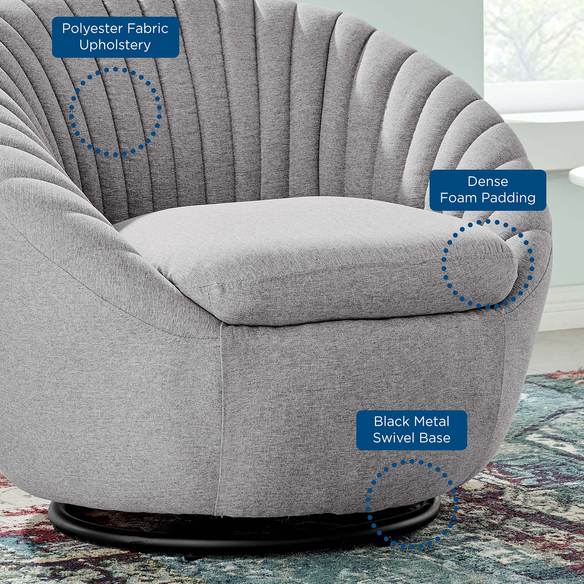 Whirr Tufted Fabric Swivel Chair by Modway