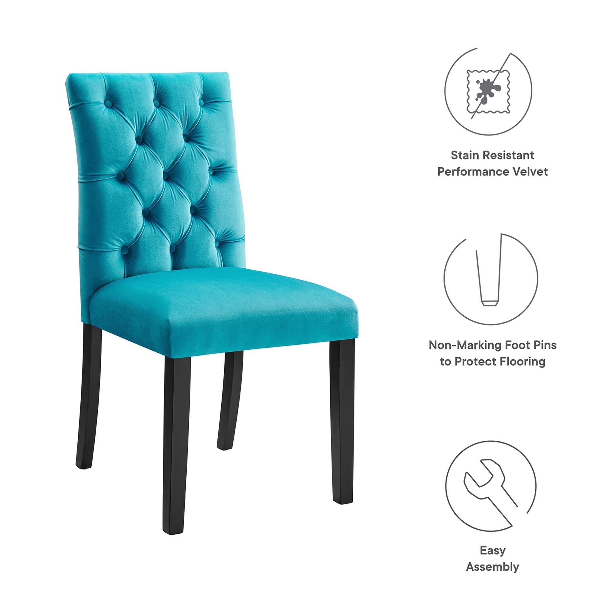 Duchess Performance Velvet Dining Chairs - Set of 2 by Modway