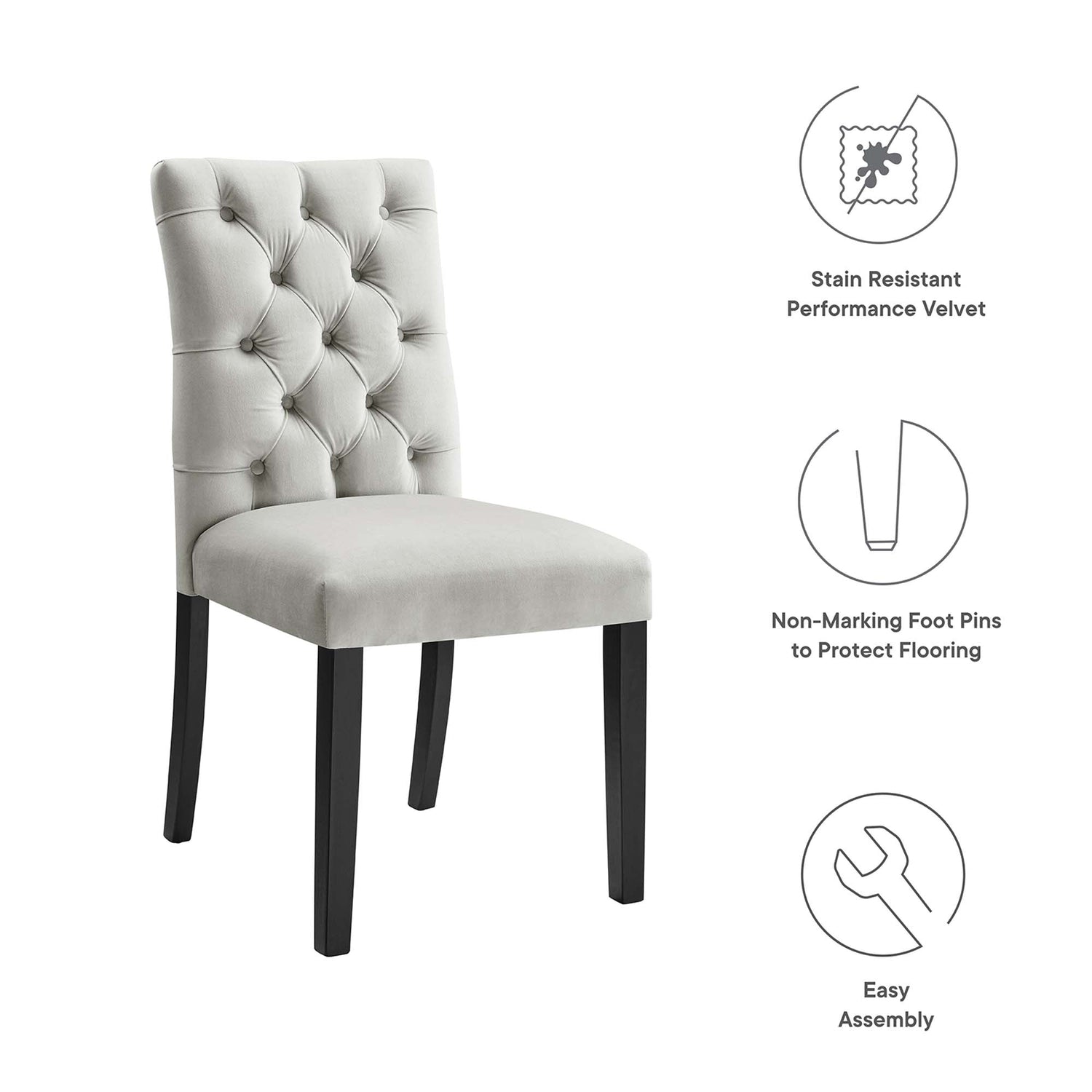 Duchess Performance Velvet Dining Chairs - Set of 2 by Modway