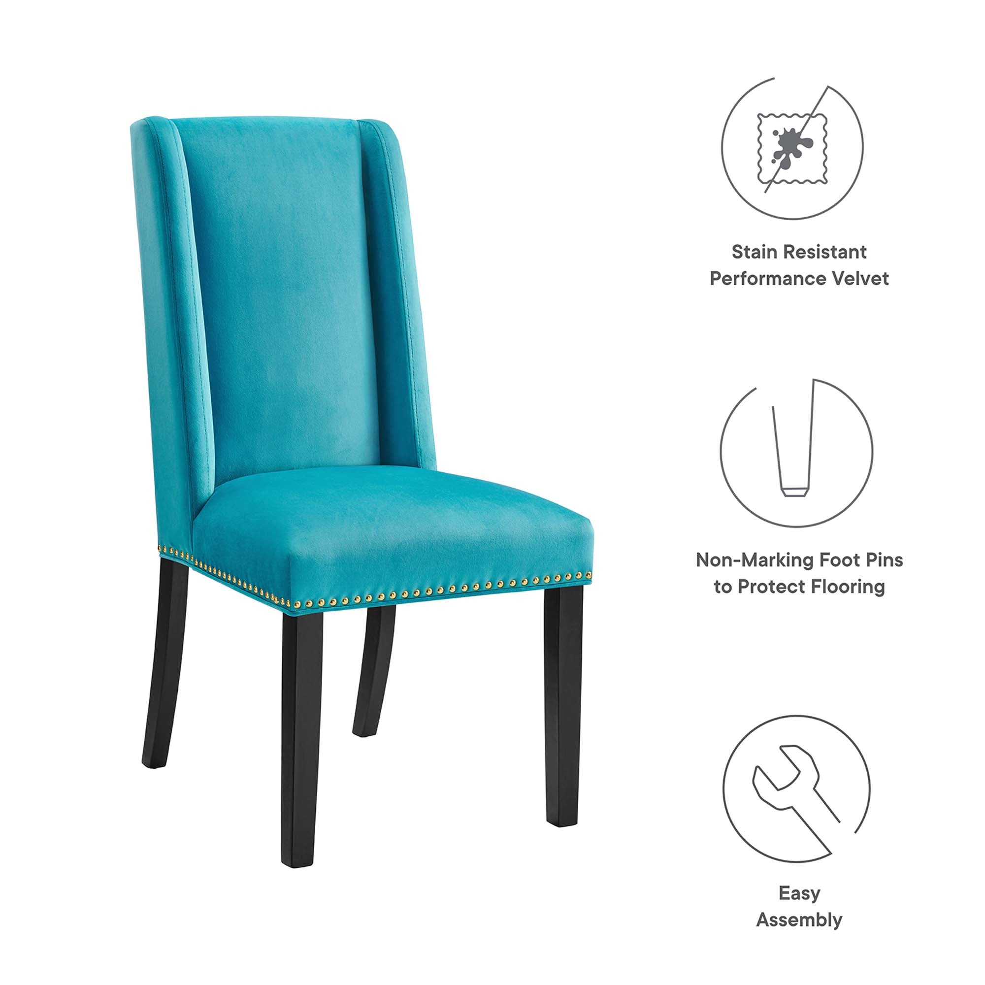 Baron Performance Velvet Dining Chairs - Set of 2 by Modway