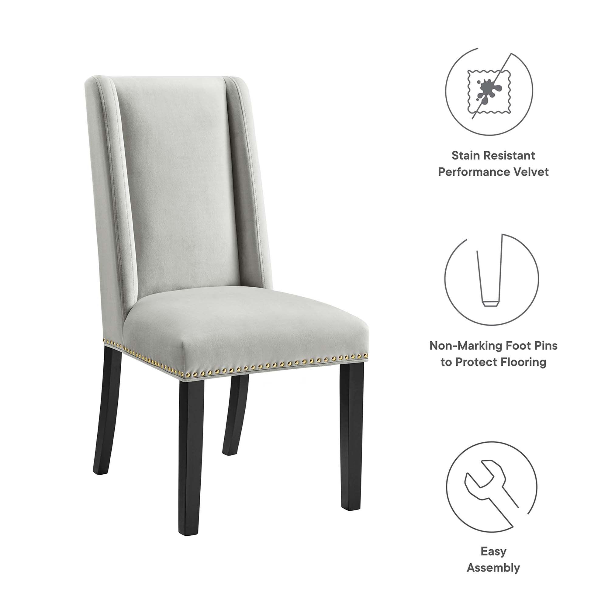 Baron Performance Velvet Dining Chairs - Set of 2 by Modway