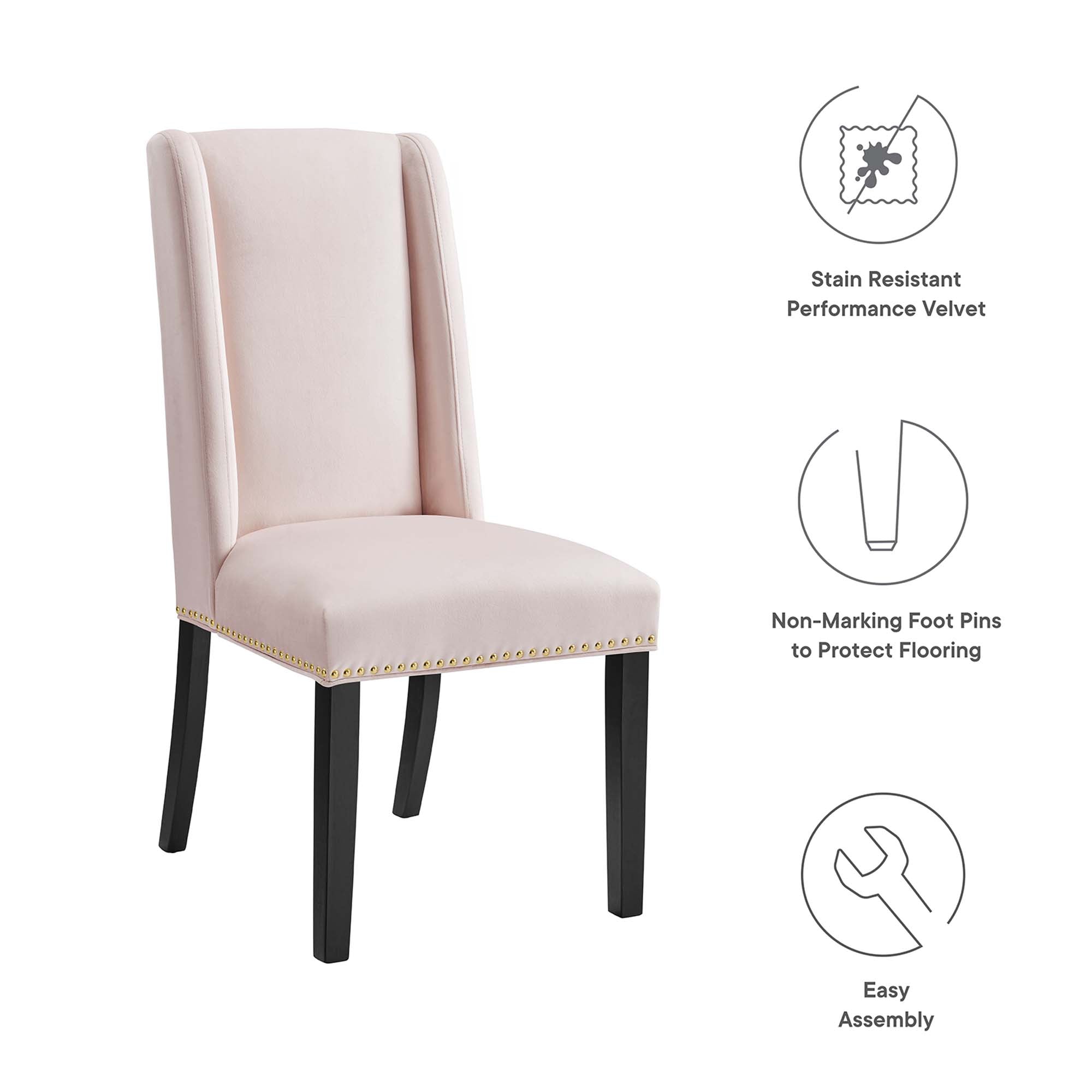 Baron Performance Velvet Dining Chairs - Set of 2 by Modway