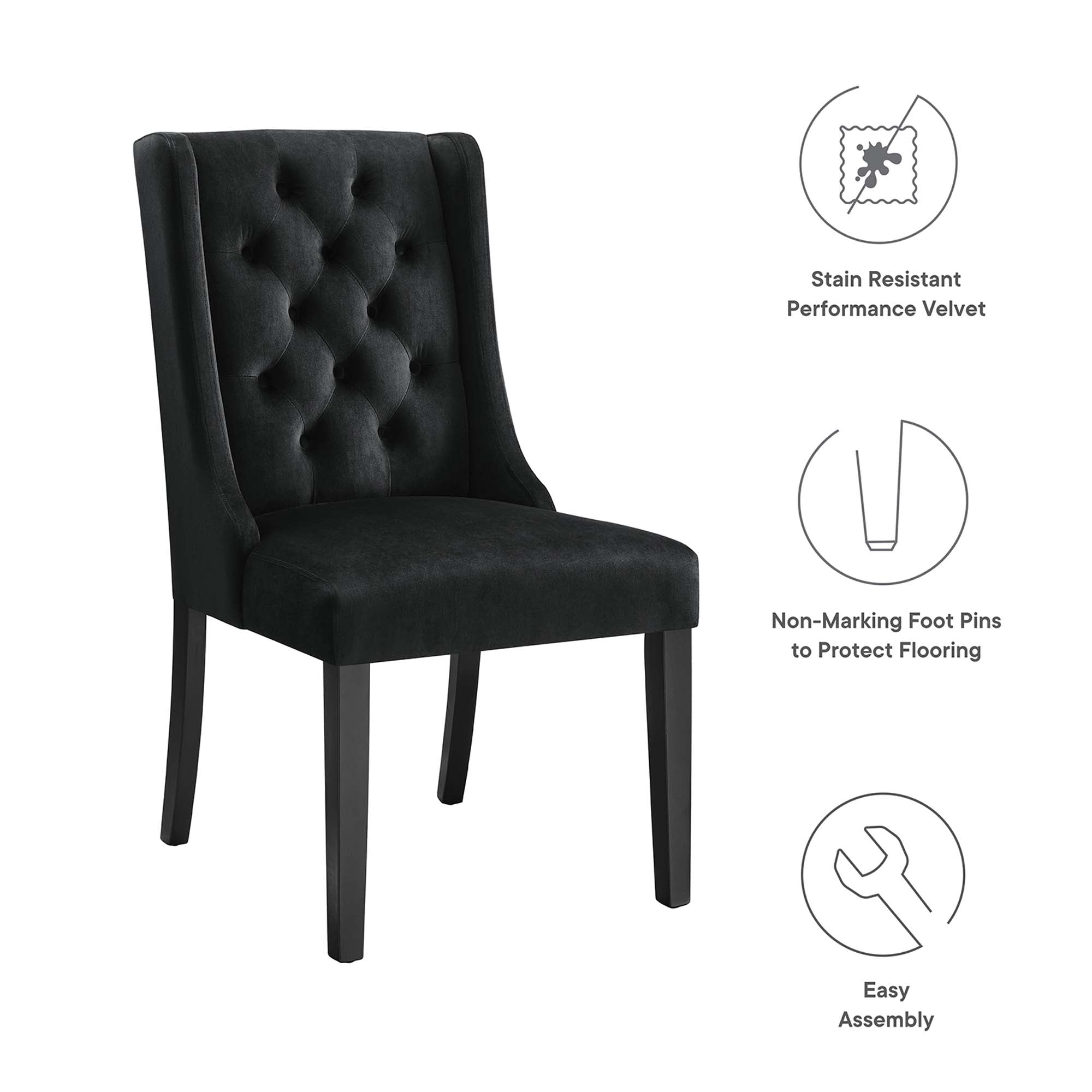 Baronet Performance Velvet Dining Chairs - Set of 2 by Modway