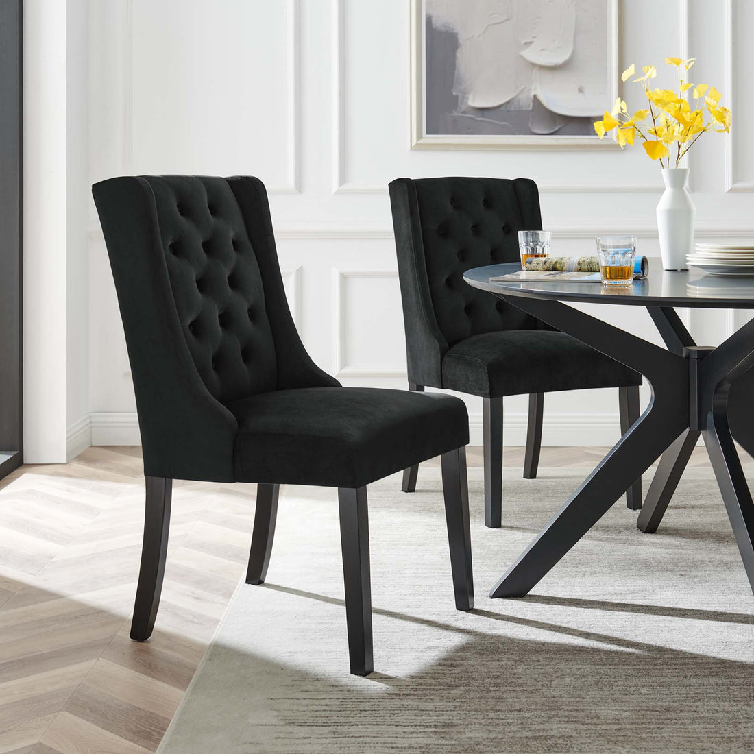 Baronet Performance Velvet Dining Chairs - Set of 2 by Modway