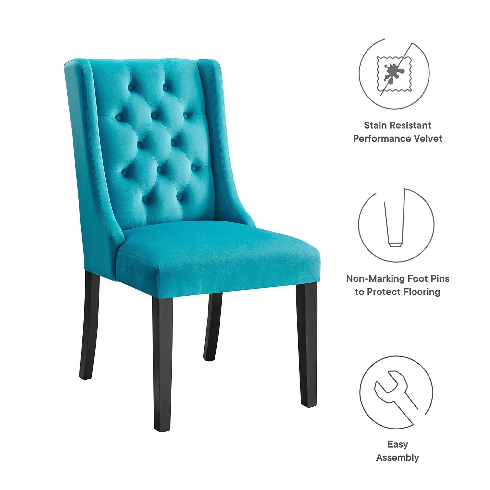Baronet Performance Velvet Dining Chairs - Set of 2 by Modway