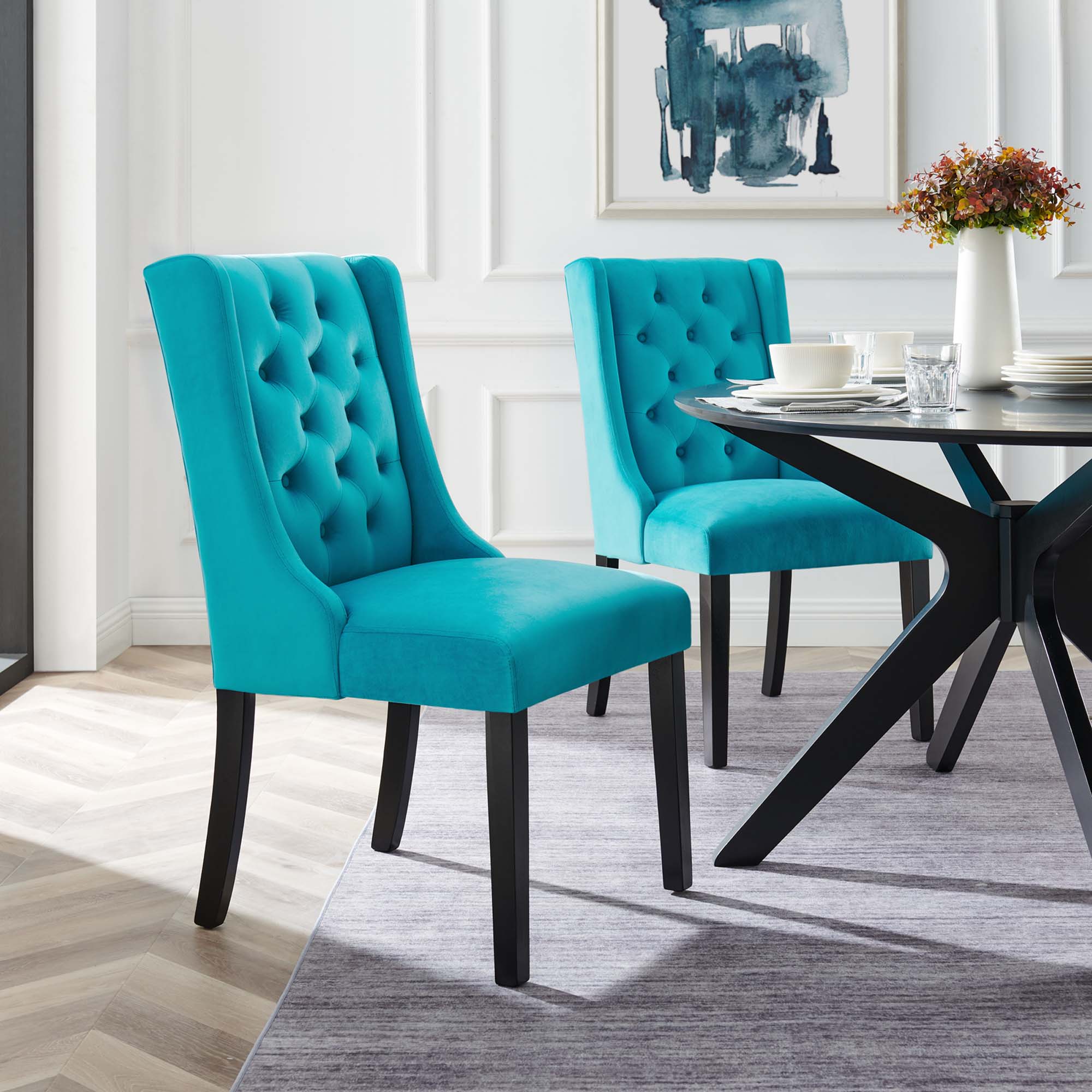 Baronet Performance Velvet Dining Chairs - Set of 2 by Modway
