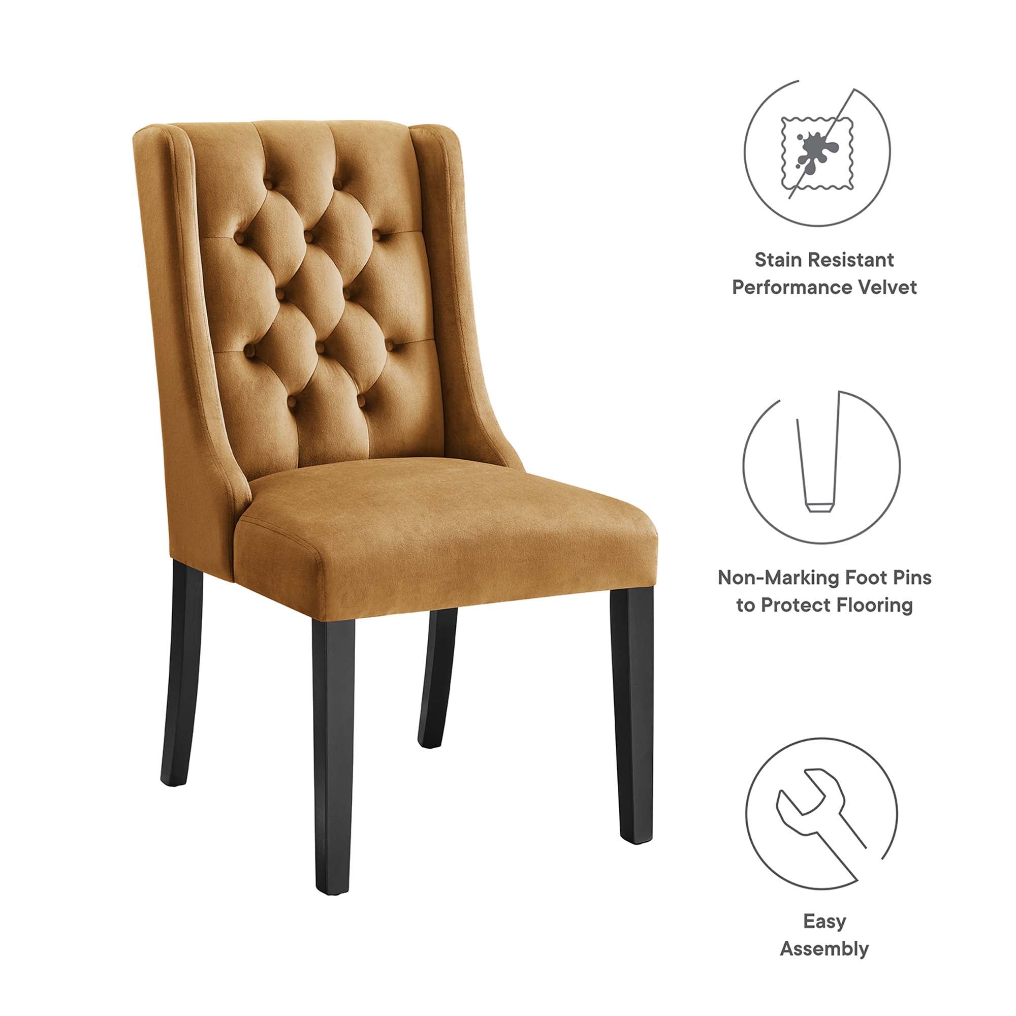 Baronet Performance Velvet Dining Chairs - Set of 2 by Modway