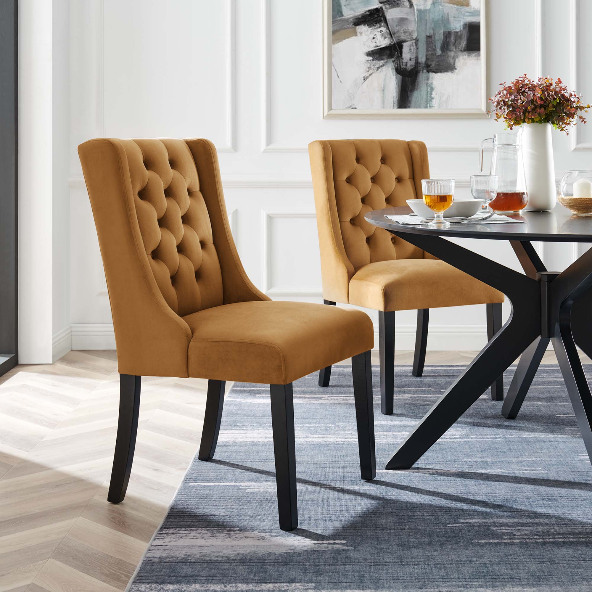 Baronet Performance Velvet Dining Chairs - Set of 2 by Modway