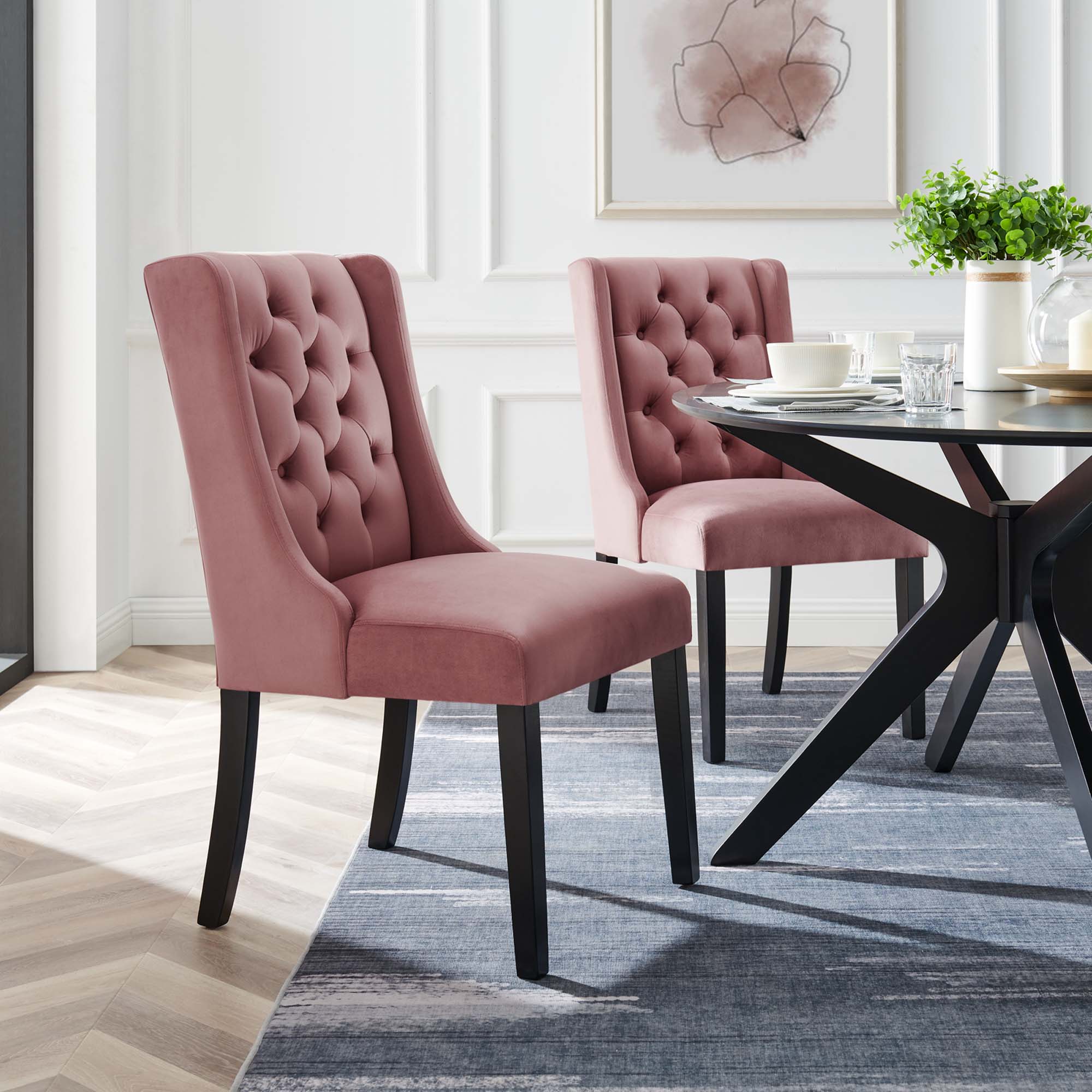 Baronet Performance Velvet Dining Chairs - Set of 2 by Modway