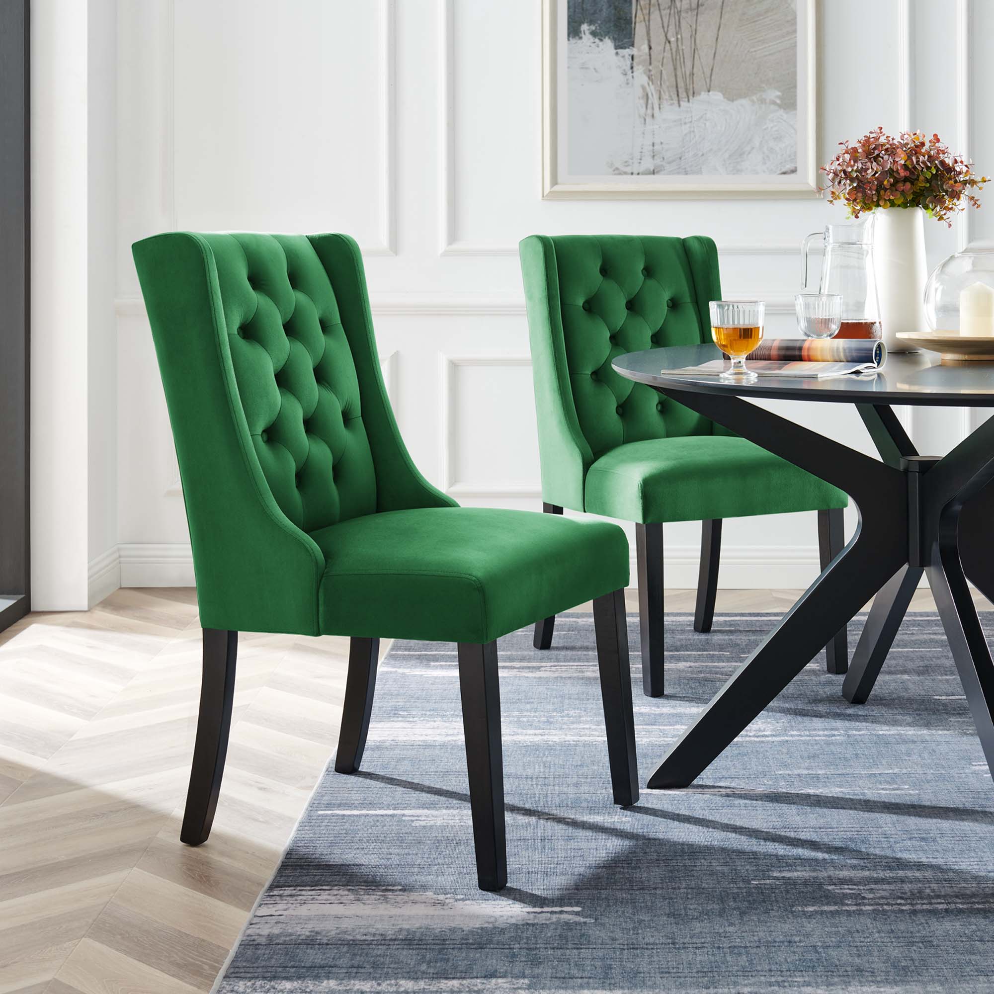 Baronet Performance Velvet Dining Chairs - Set of 2 by Modway