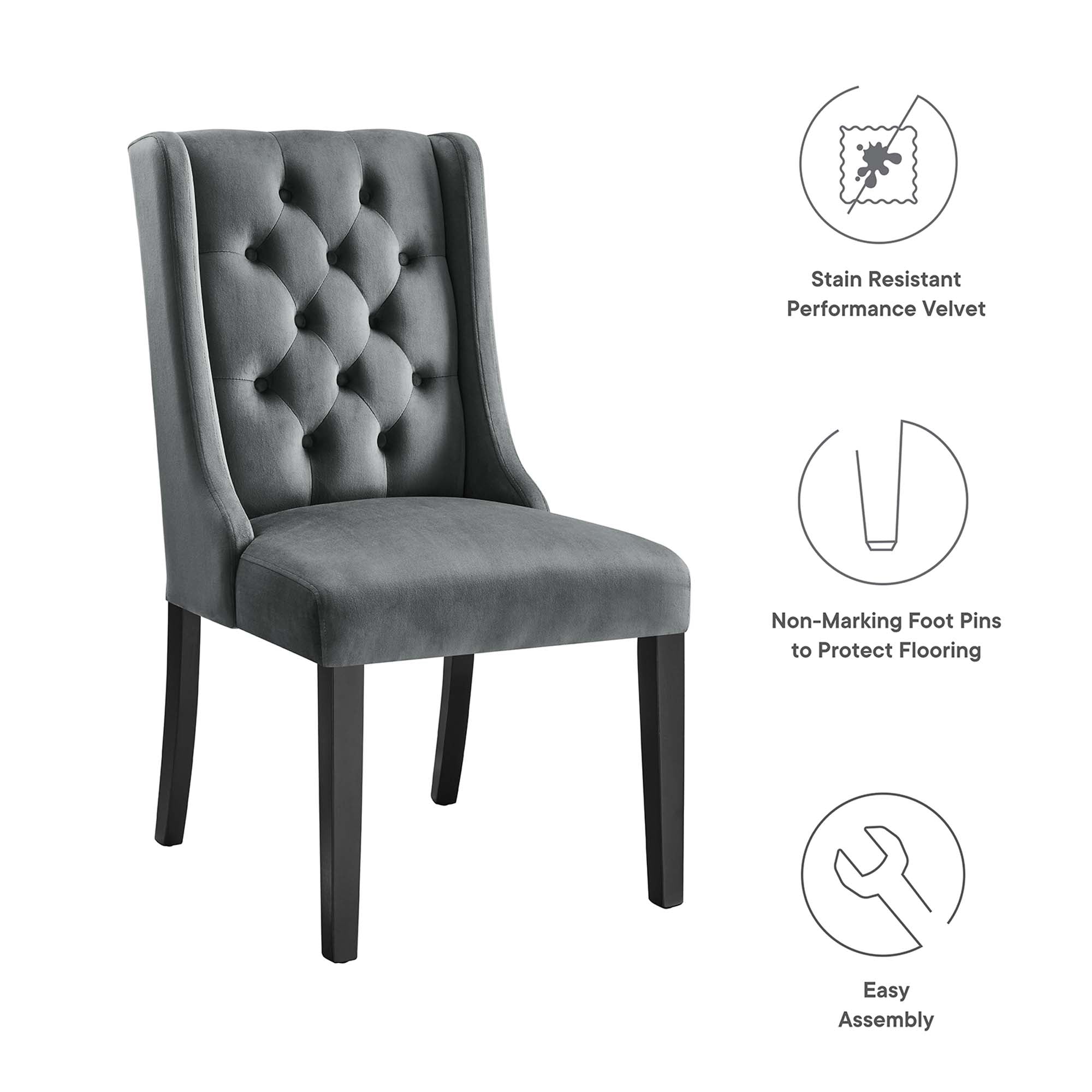 Baronet Performance Velvet Dining Chairs - Set of 2 by Modway