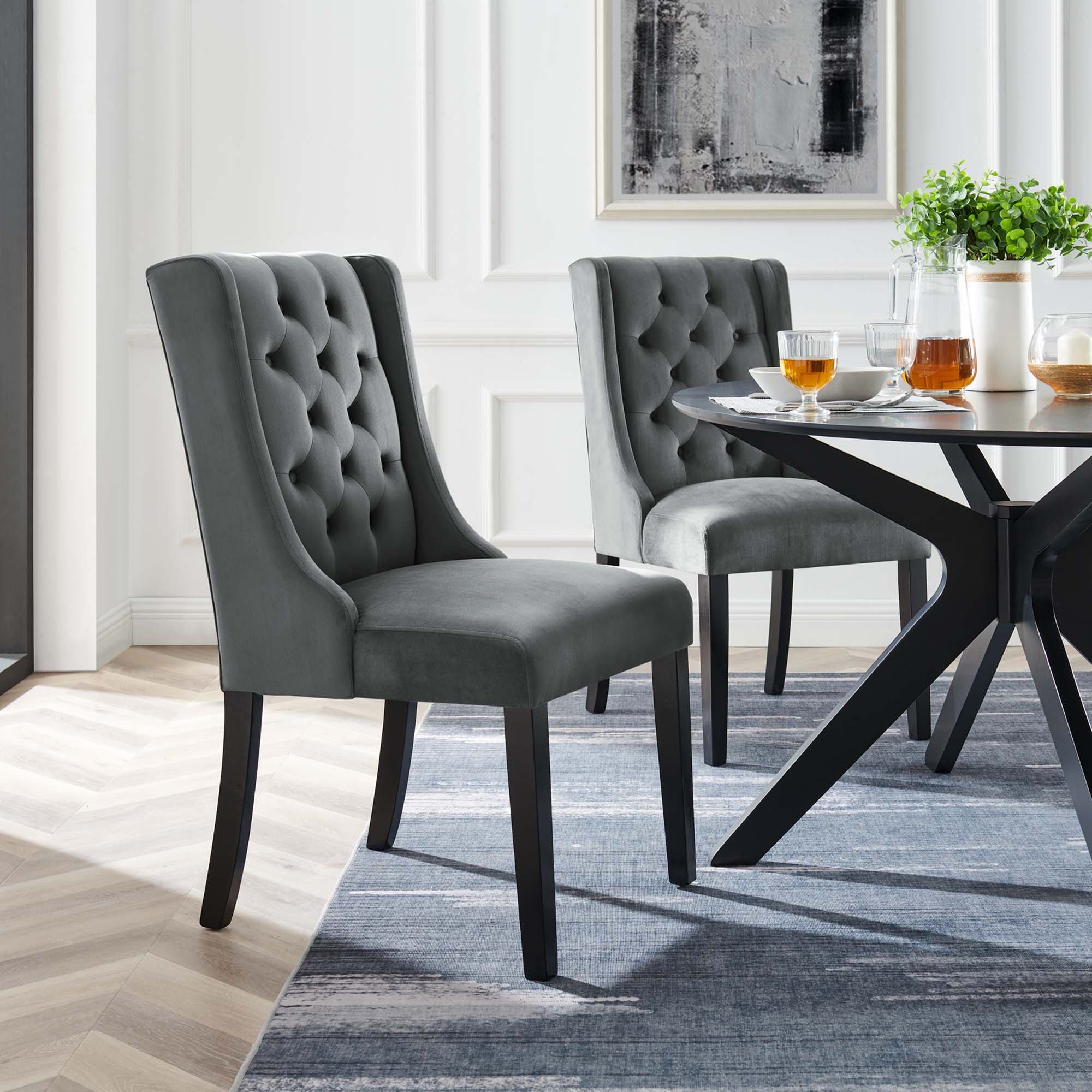 Baronet Performance Velvet Dining Chairs - Set of 2 by Modway