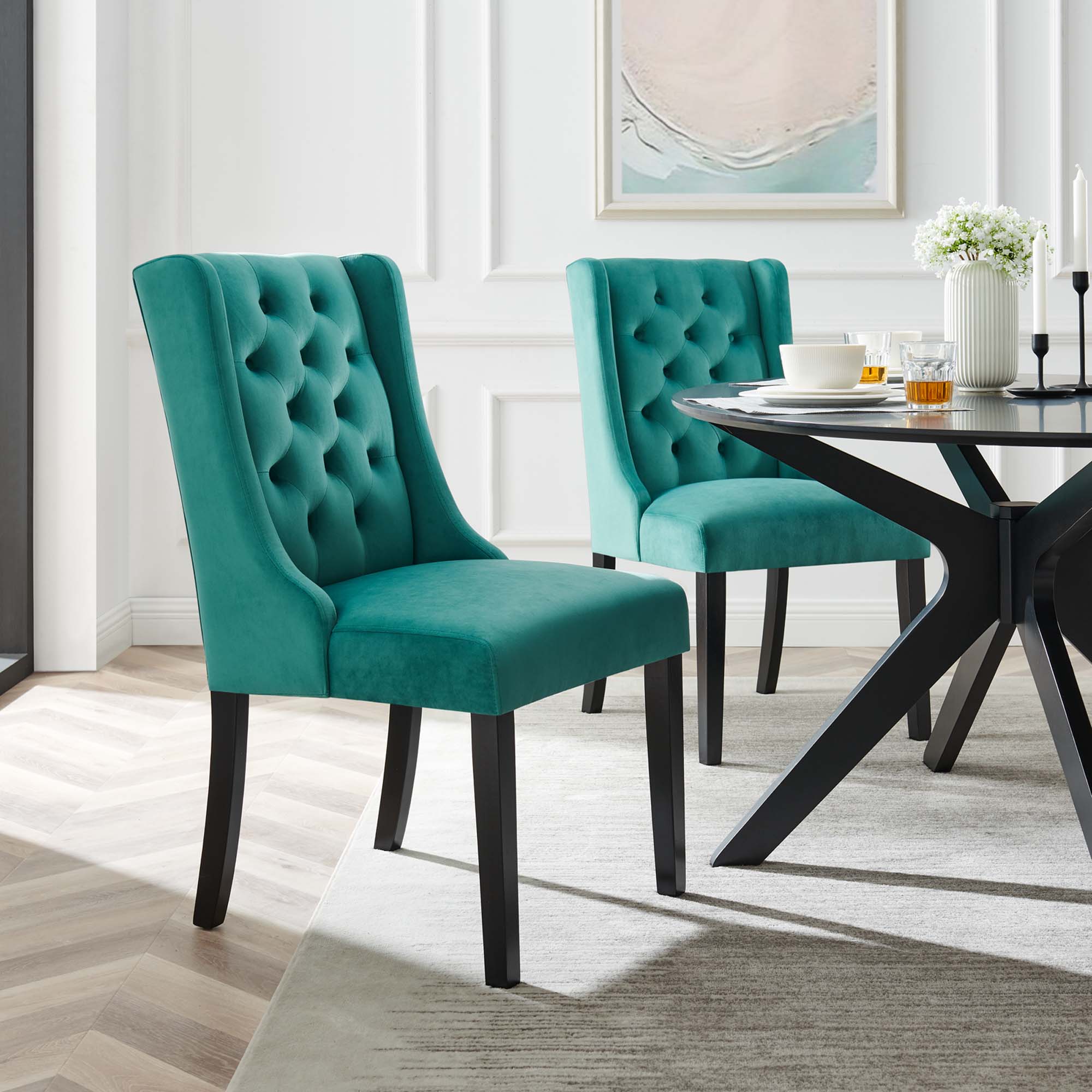 Baronet Performance Velvet Dining Chairs - Set of 2 by Modway