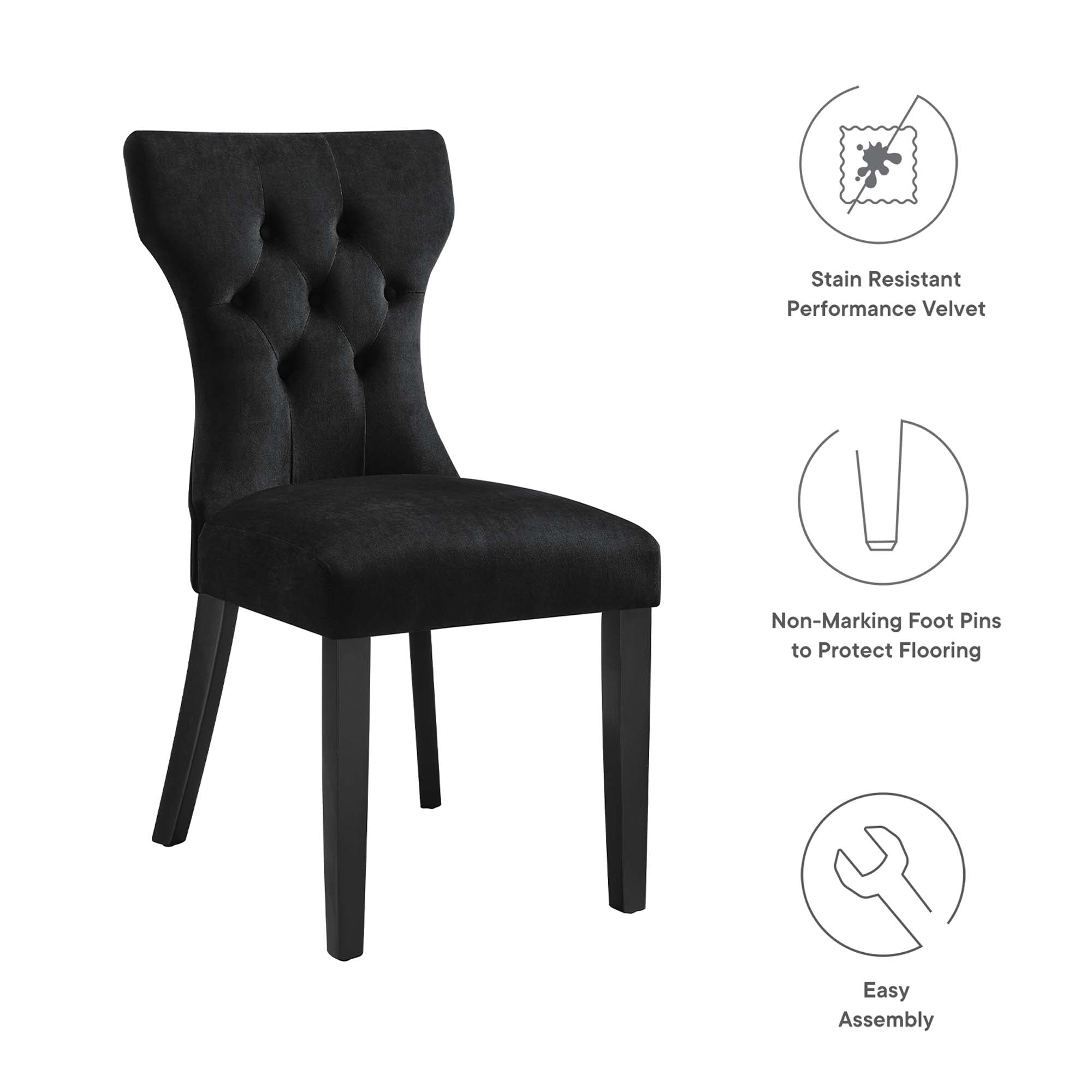Silhouette Performance Velvet Dining Chairs - Set of 2 by Modway