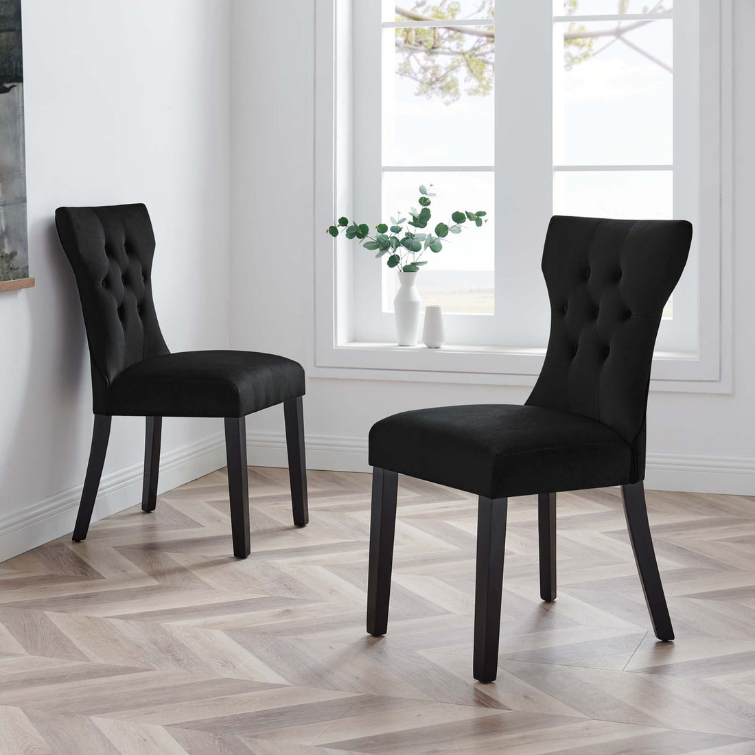 Silhouette Performance Velvet Dining Chairs - Set of 2 by Modway