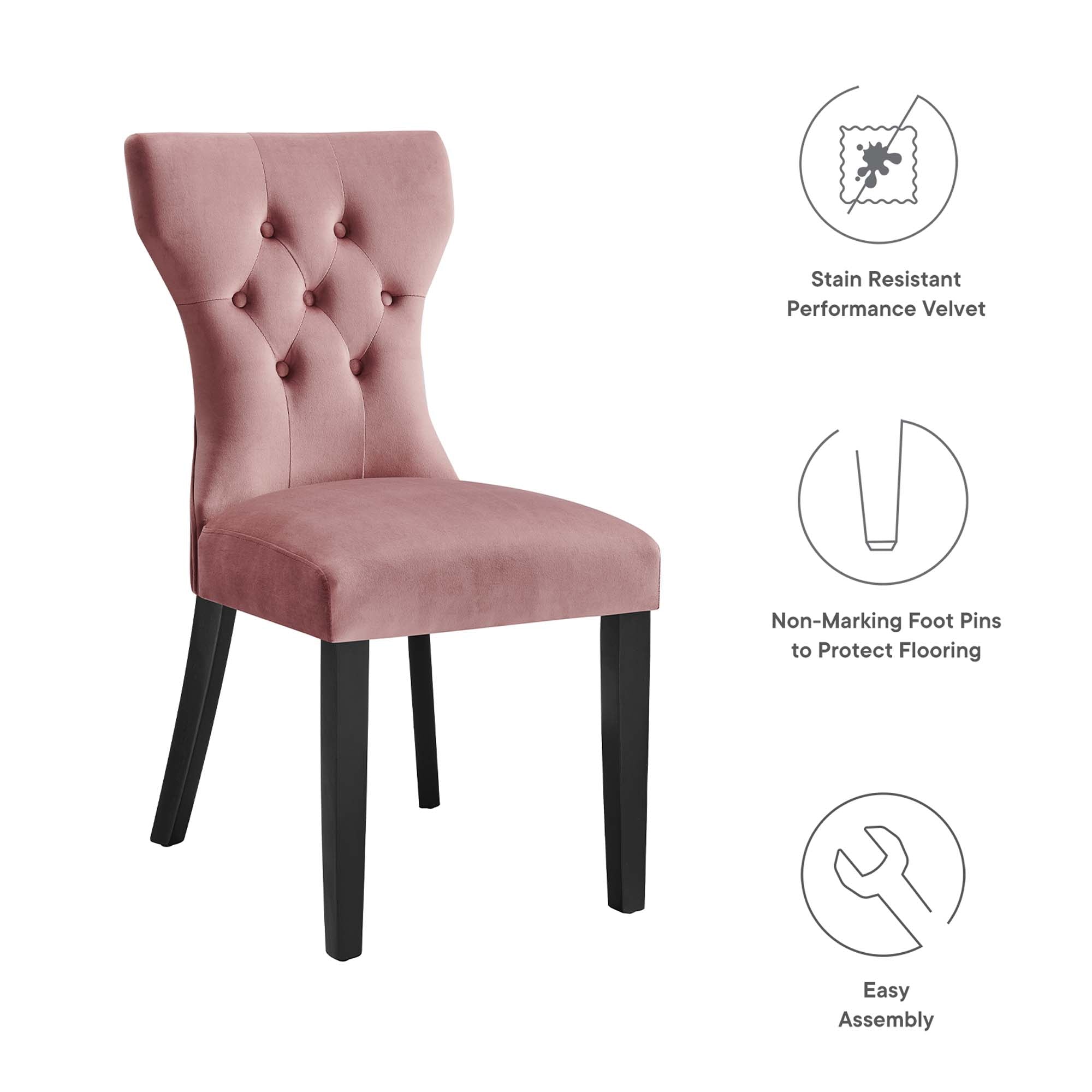 Silhouette Performance Velvet Dining Chairs - Set of 2 by Modway