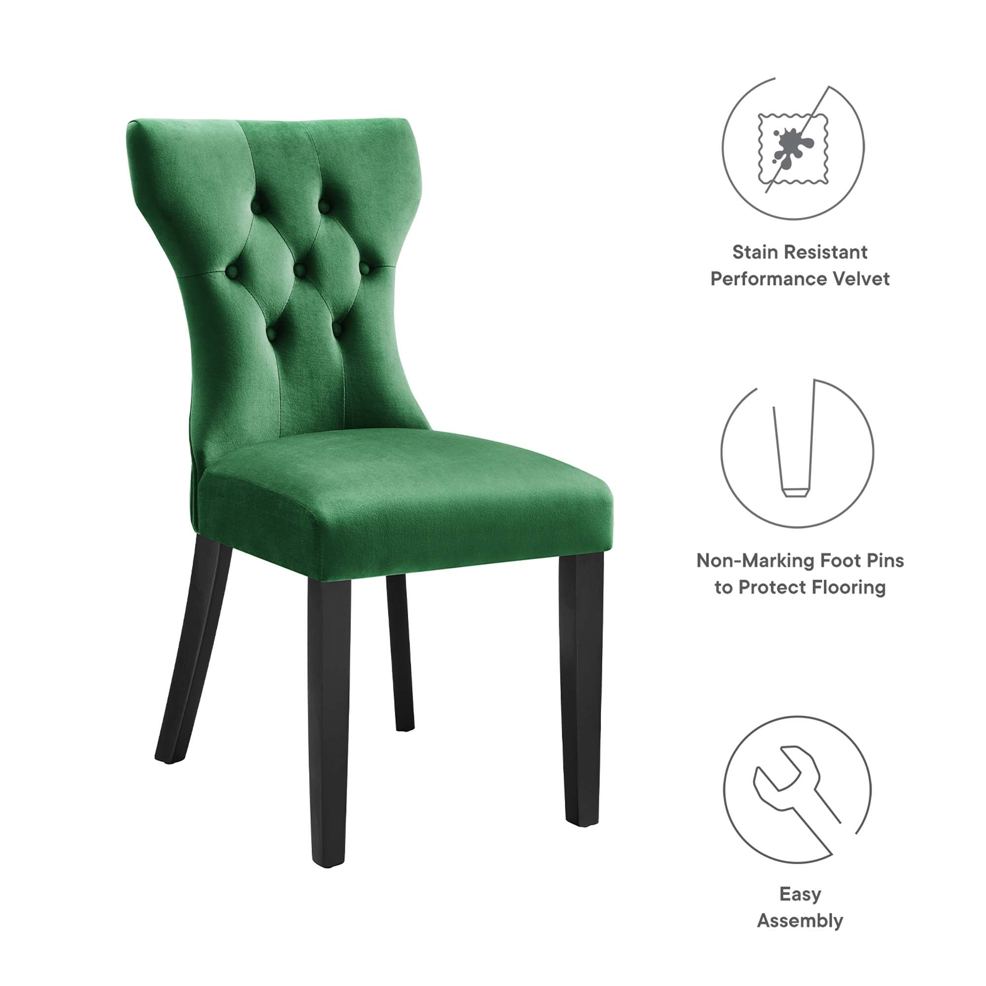 Silhouette Performance Velvet Dining Chairs - Set of 2 by Modway