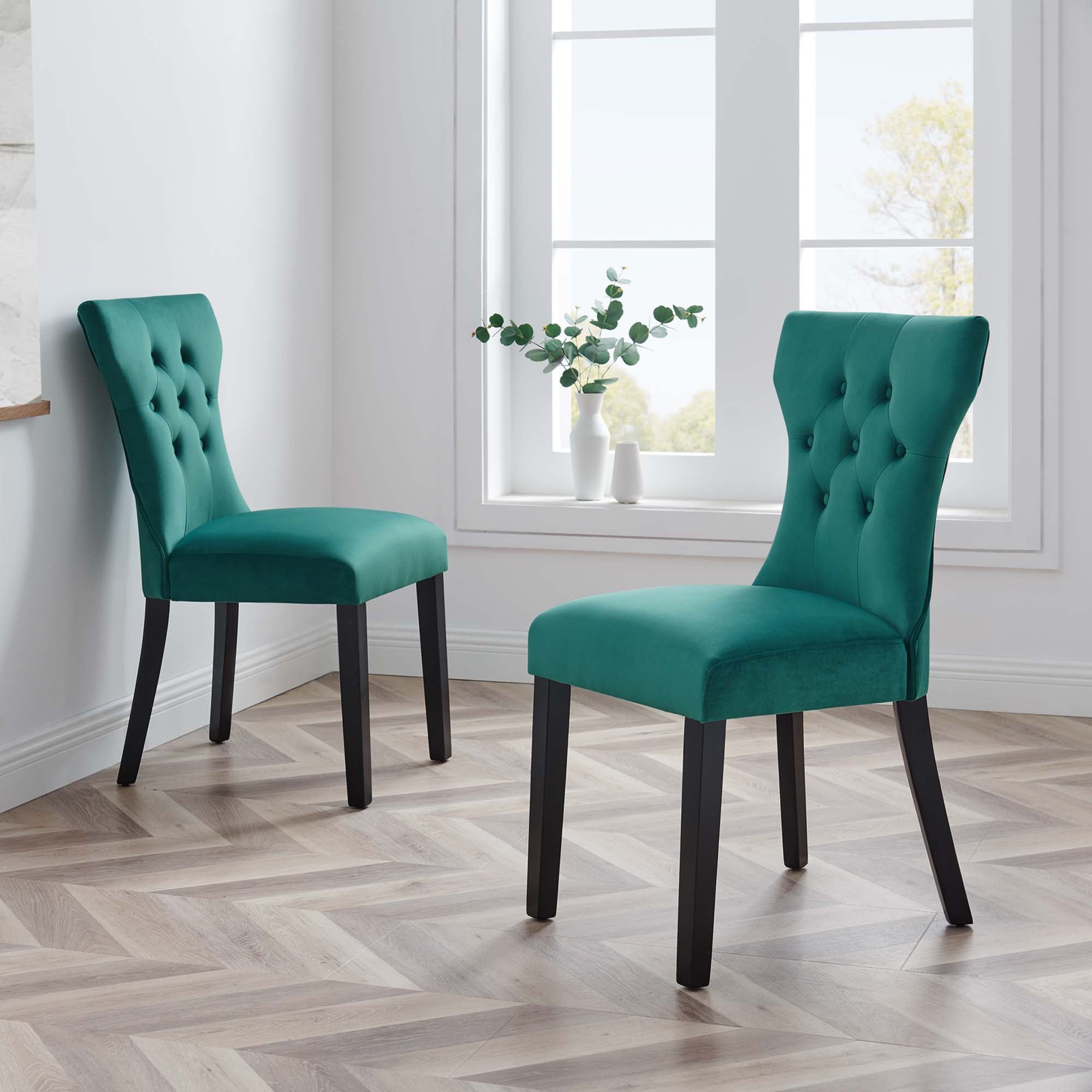 Silhouette Performance Velvet Dining Chairs - Set of 2 by Modway