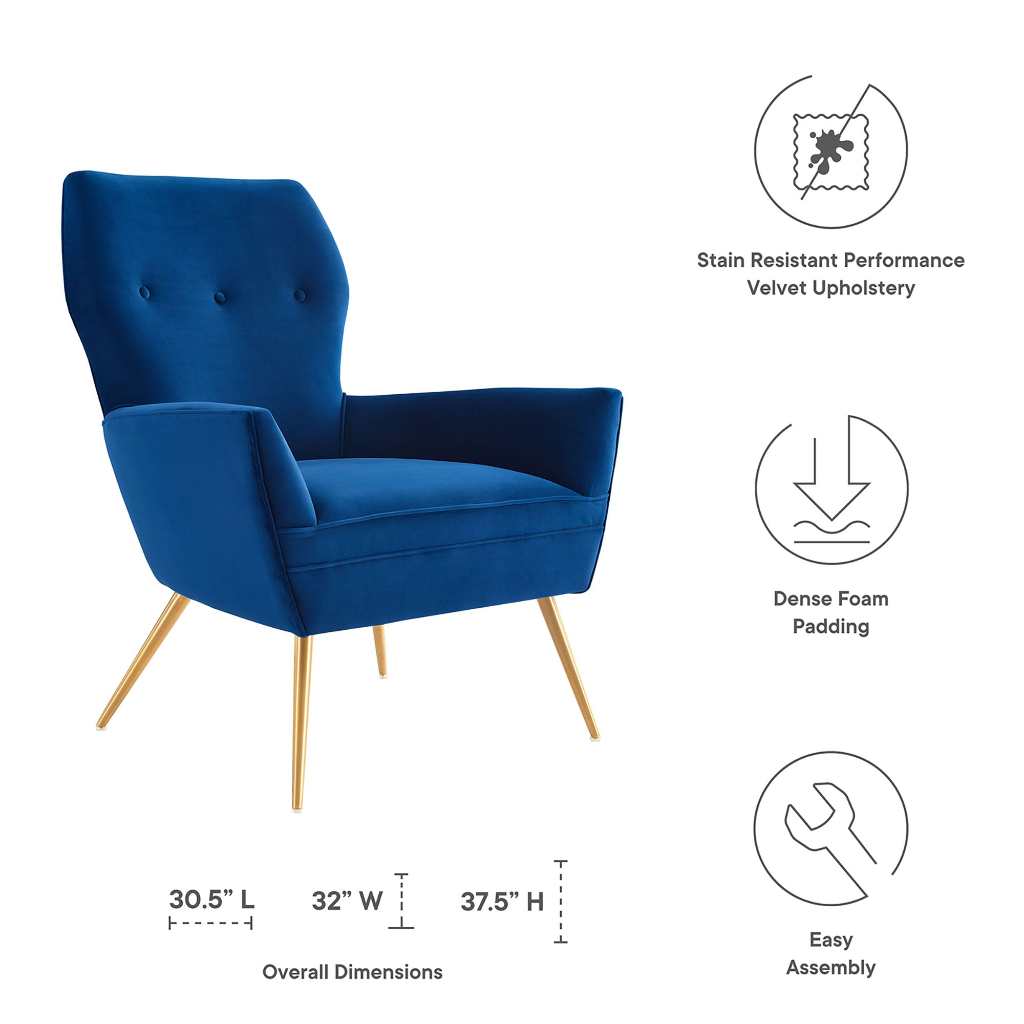 Renata Button Tufted Performance Velvet Armchair by Modway