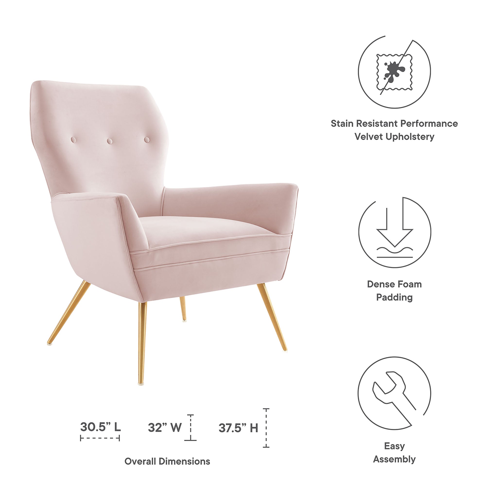 Renata Button Tufted Performance Velvet Armchair by Modway