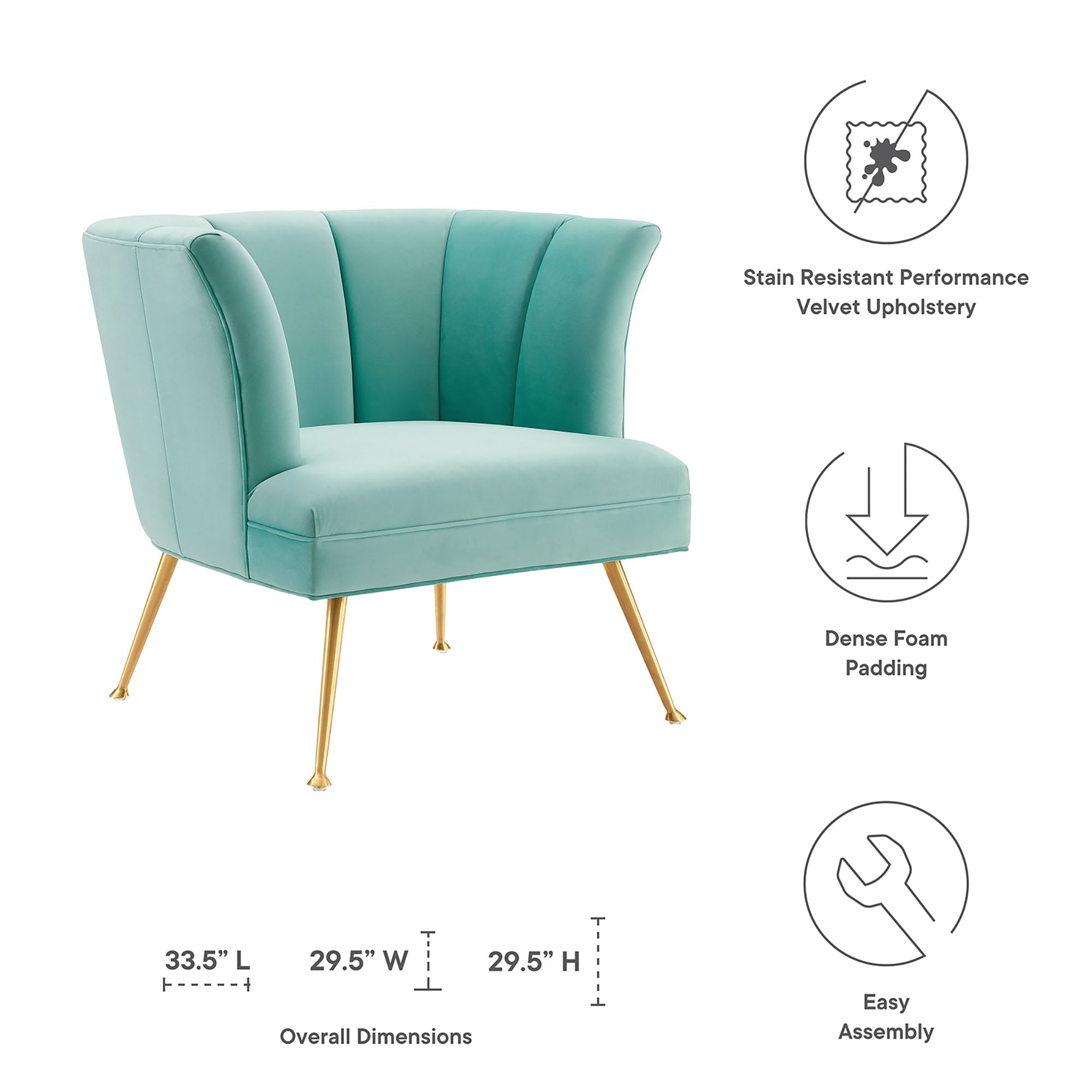 Veronica Channel Tufted Performance Velvet Armchair by Modway