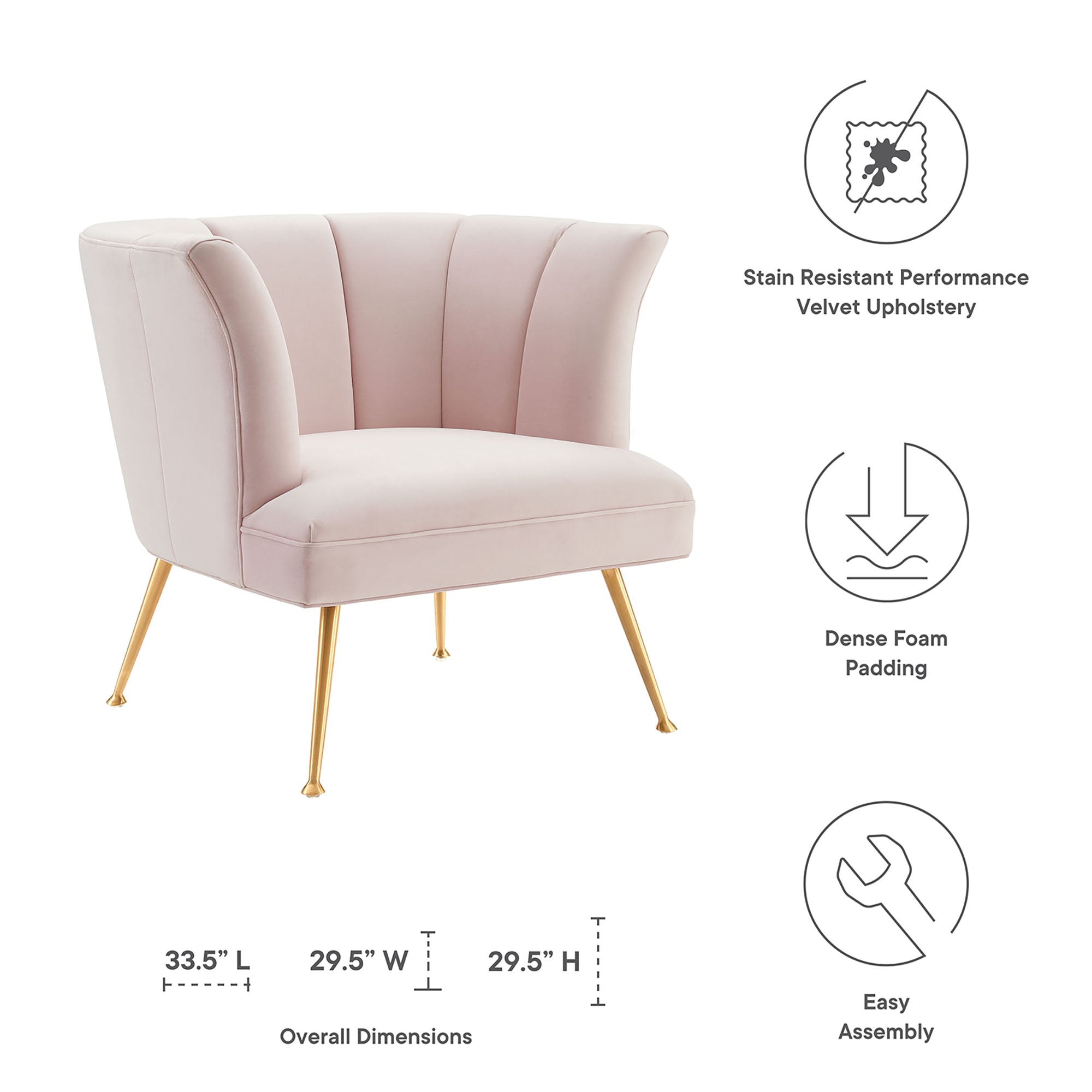 Veronica Channel Tufted Performance Velvet Armchair by Modway