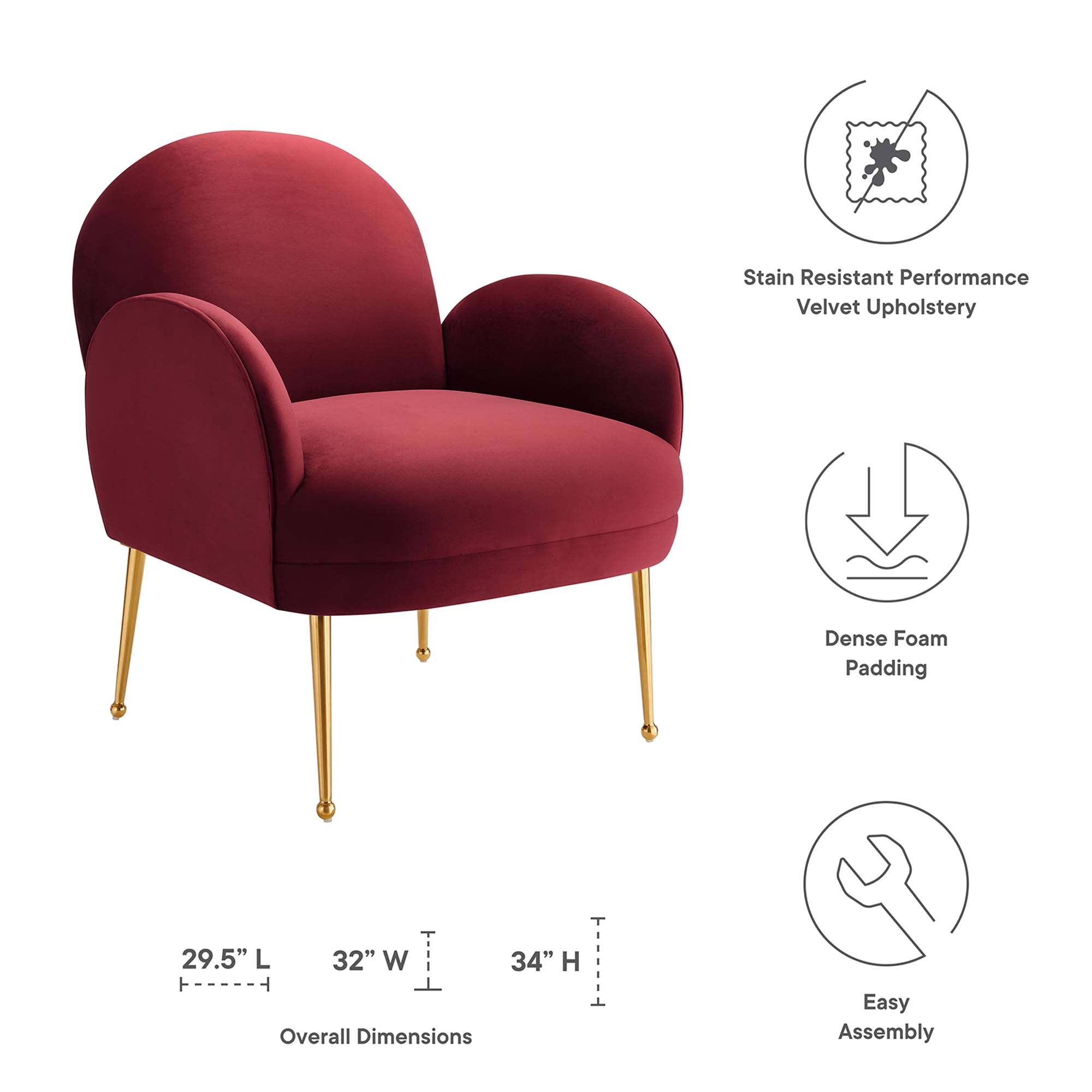 Transcend Performance Velvet Armchair by Modway