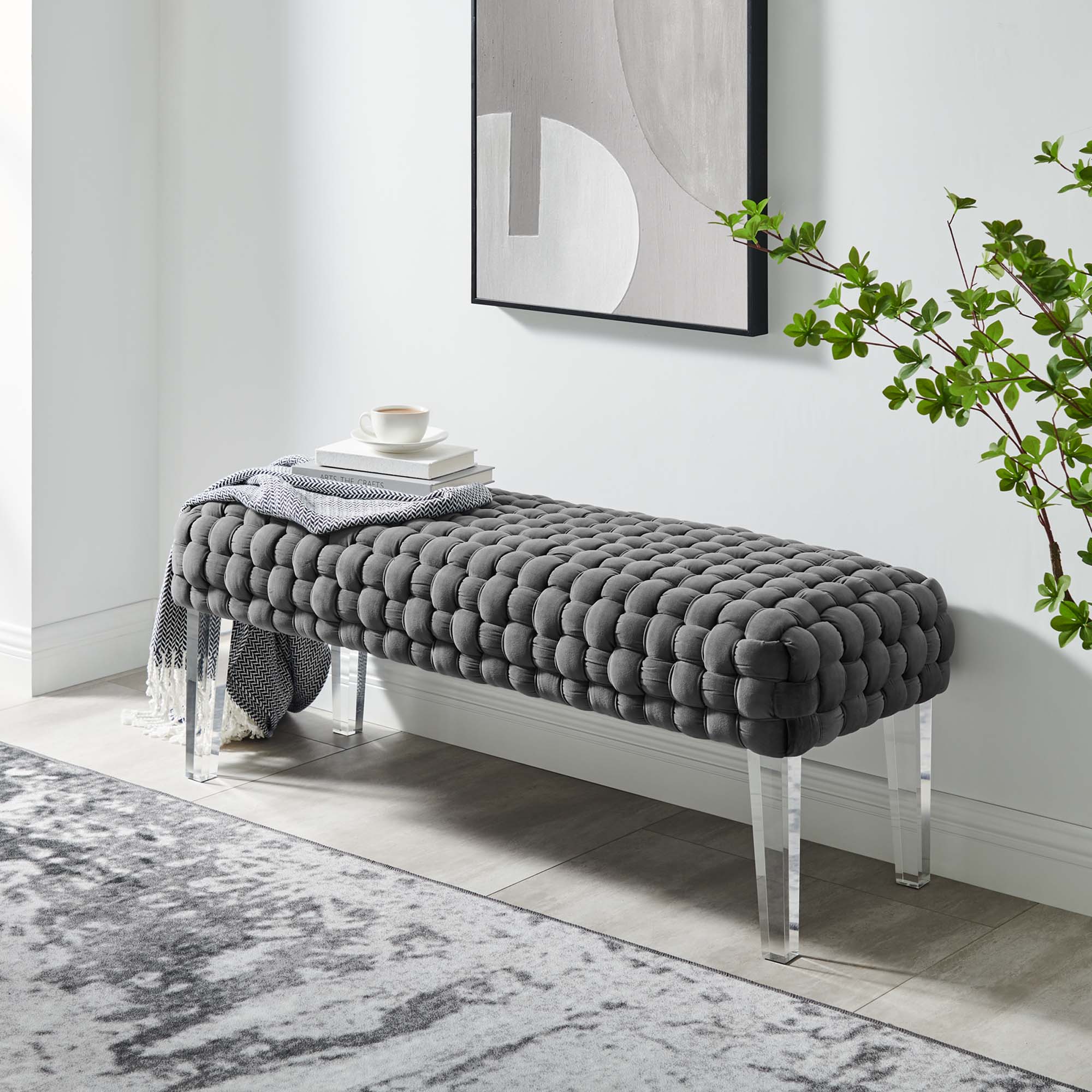 Prologue Woven Performance Velvet Ottoman by Modway