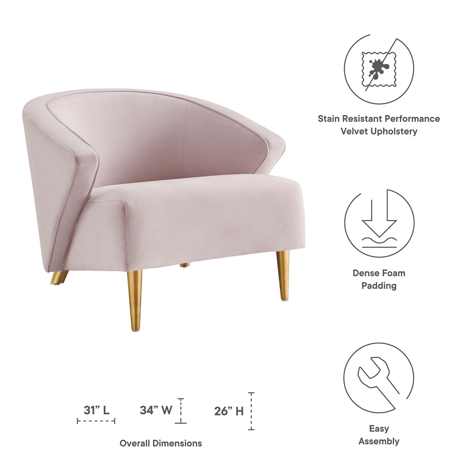 Odyssey Performance Velvet Armchair by Modway