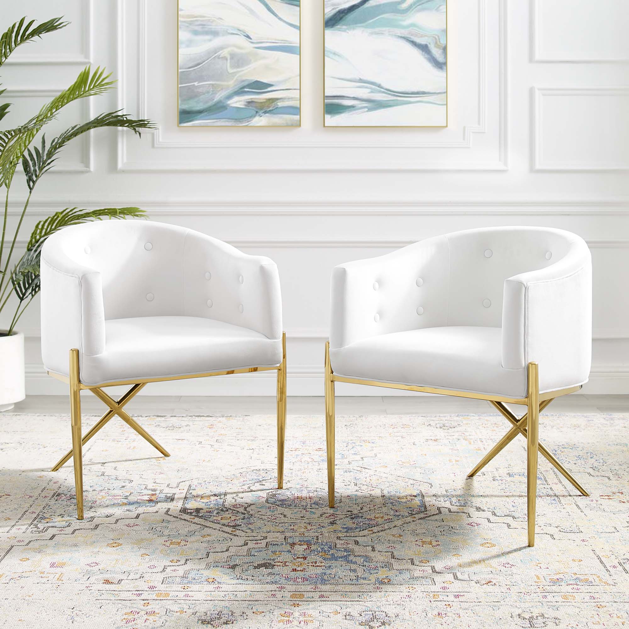 Savour Accent Dining Armchair Performance Velvet Set of 2 by Modway