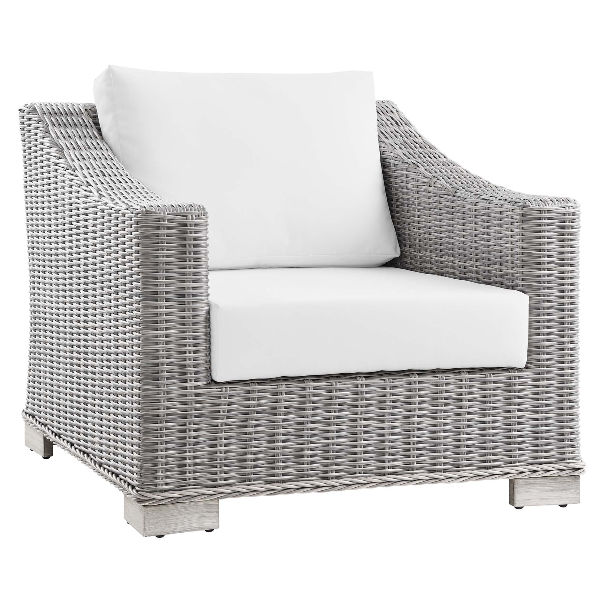Conway 2-Piece Outdoor Patio Wicker Rattan Armchair and Ottoman Set by Modway