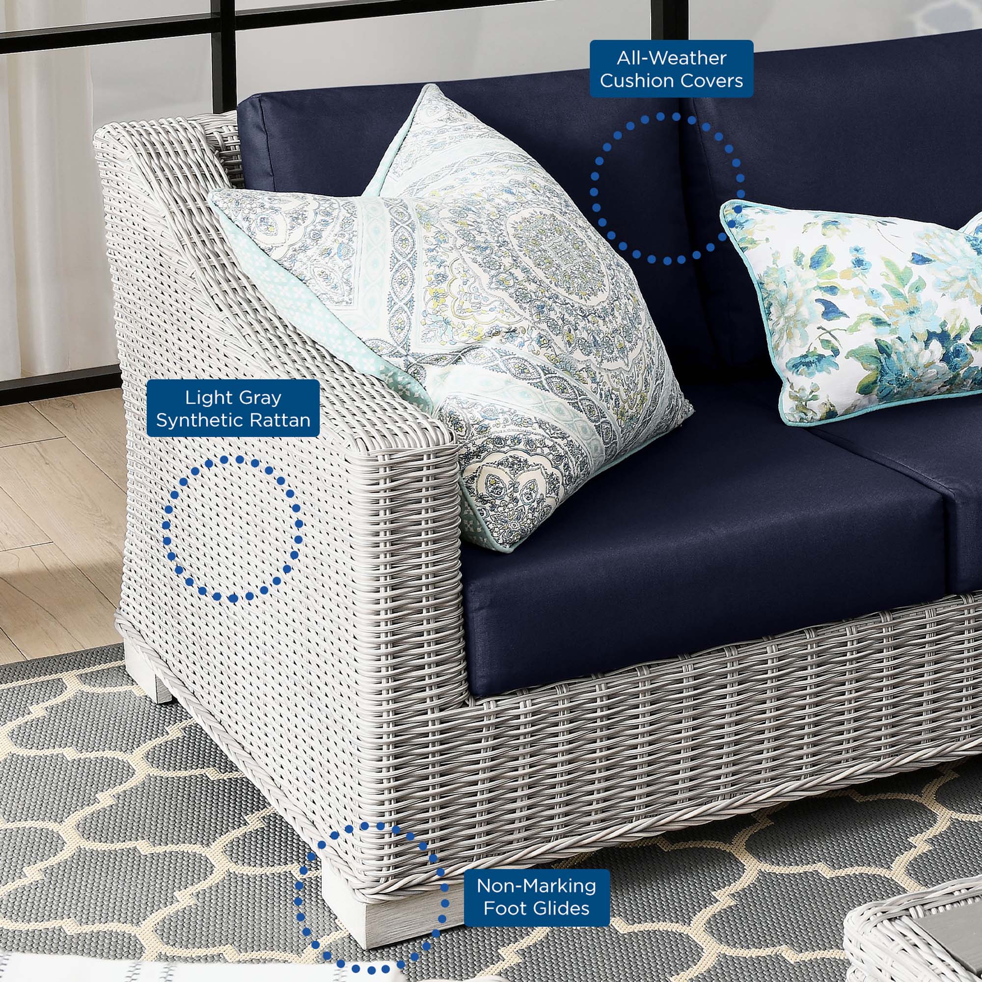 Conway 4-Piece Outdoor Patio Wicker Rattan Furniture Set by Modway