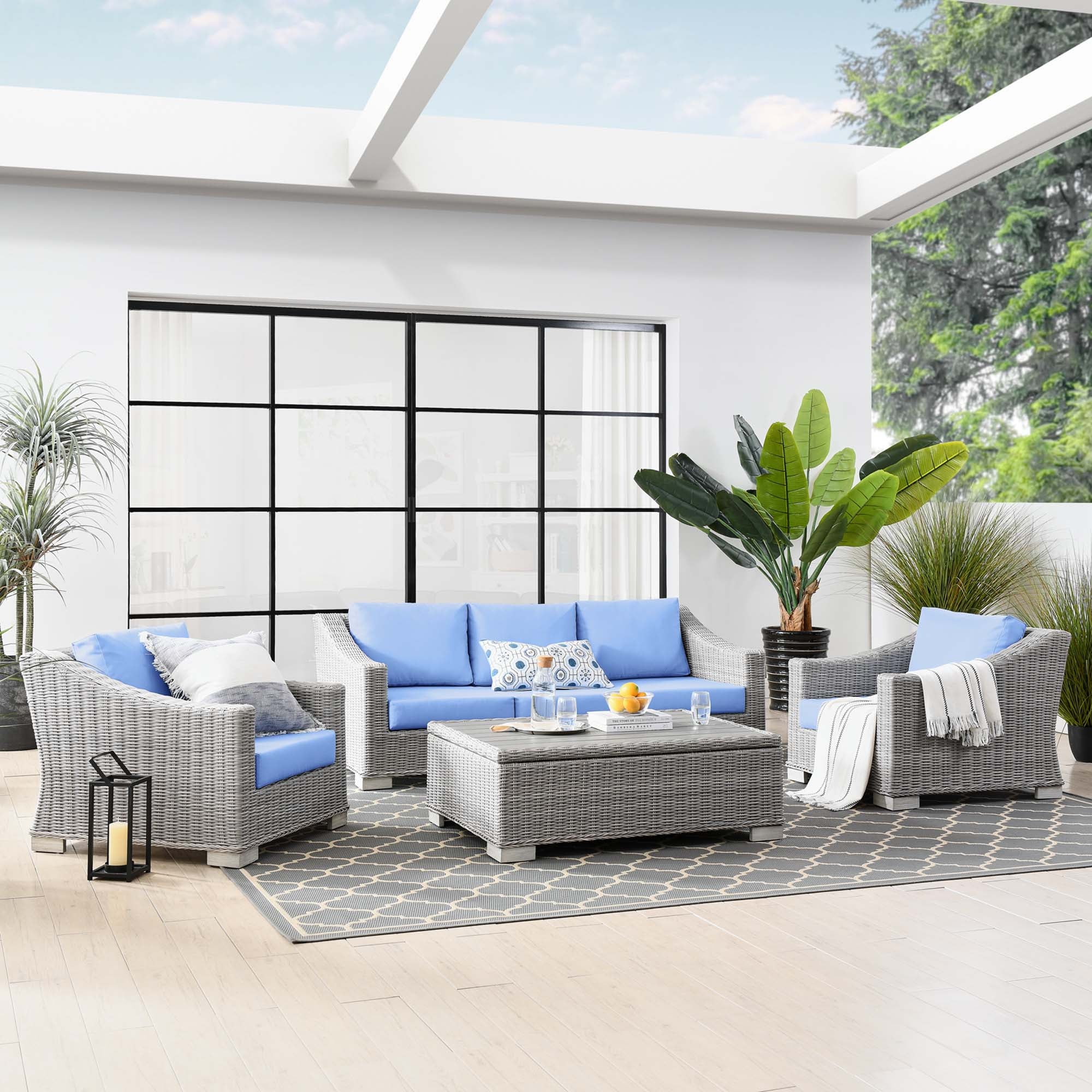 Conway 4-Piece Outdoor Patio Wicker Rattan Furniture Set by Modway