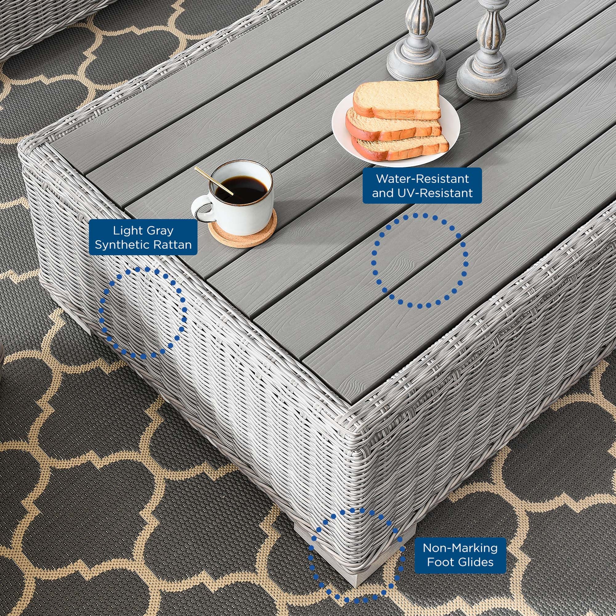 Conway 4-Piece Outdoor Patio Wicker Rattan Furniture Set by Modway
