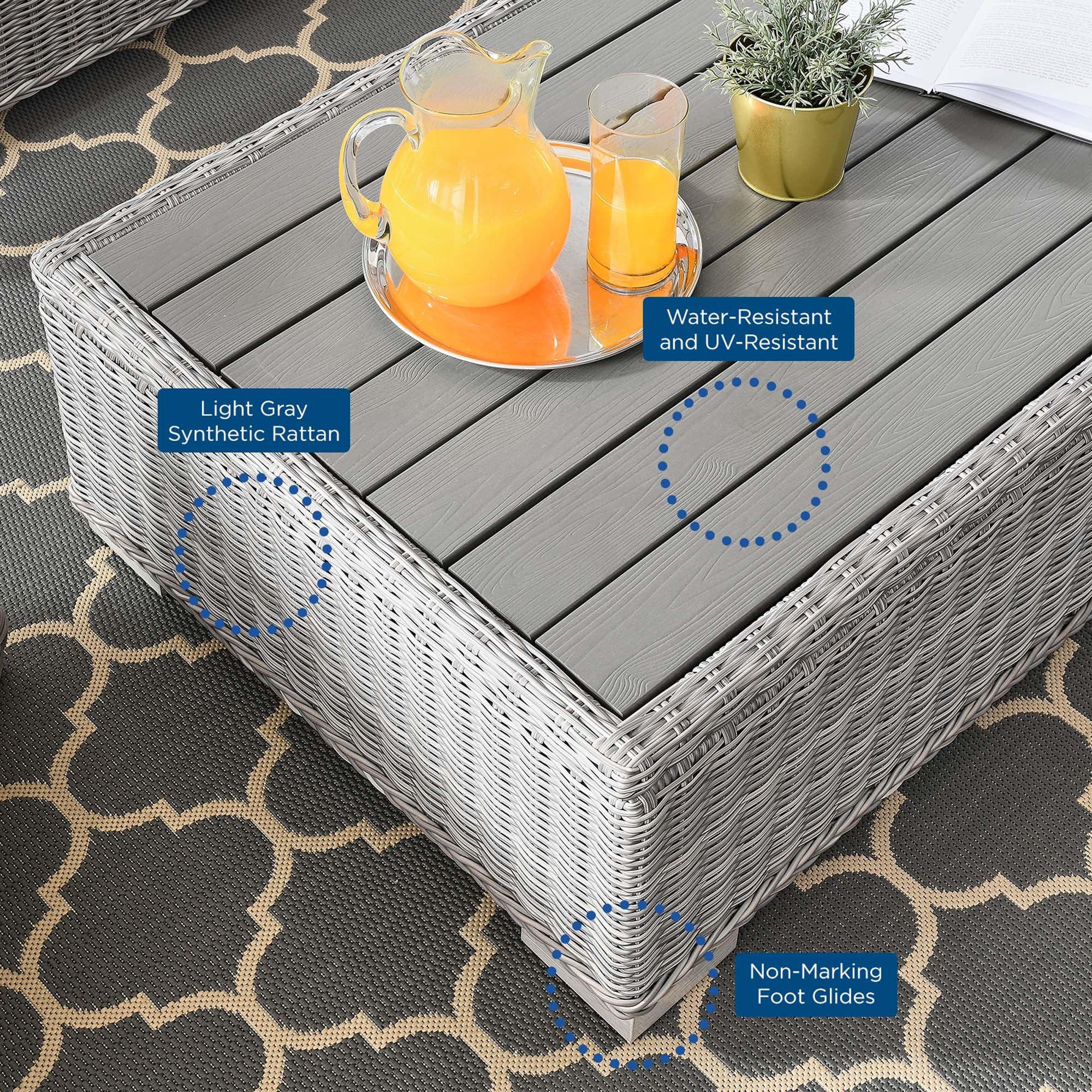 Conway 4-Piece Outdoor Patio Wicker Rattan Furniture Set by Modway