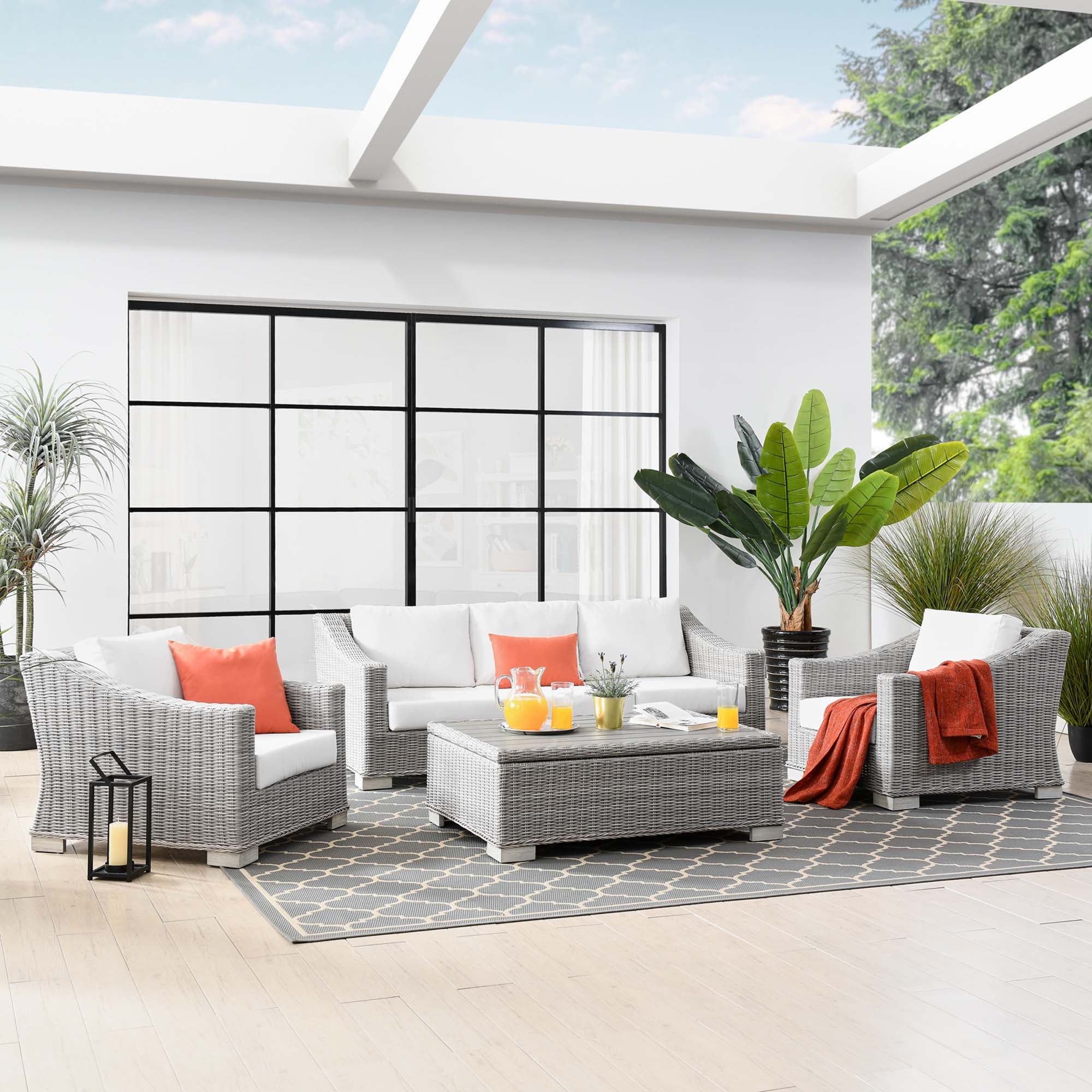 Conway 4-Piece Outdoor Patio Wicker Rattan Furniture Set by Modway