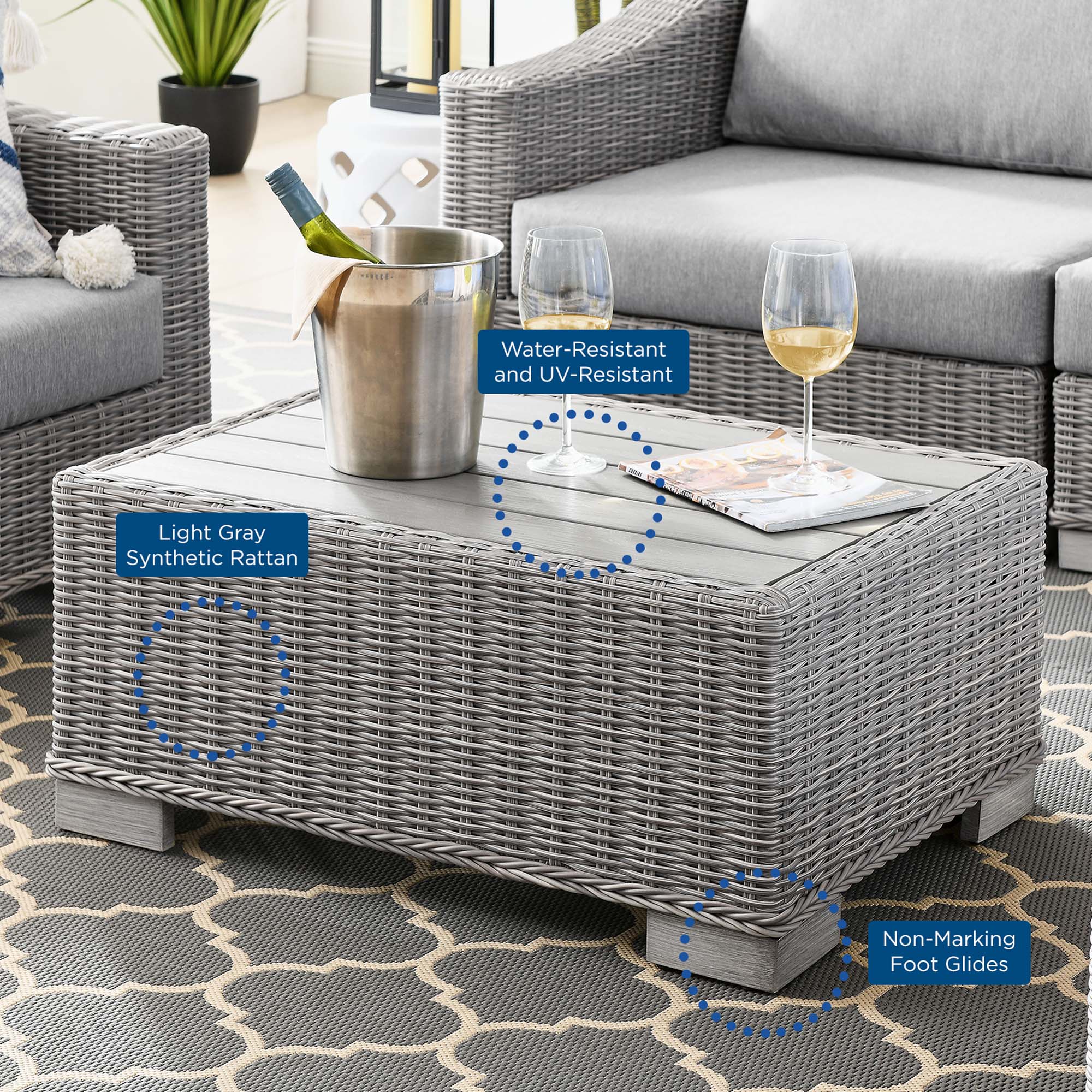 Conway 5-Piece Outdoor Patio Wicker Rattan Furniture Set by Modway